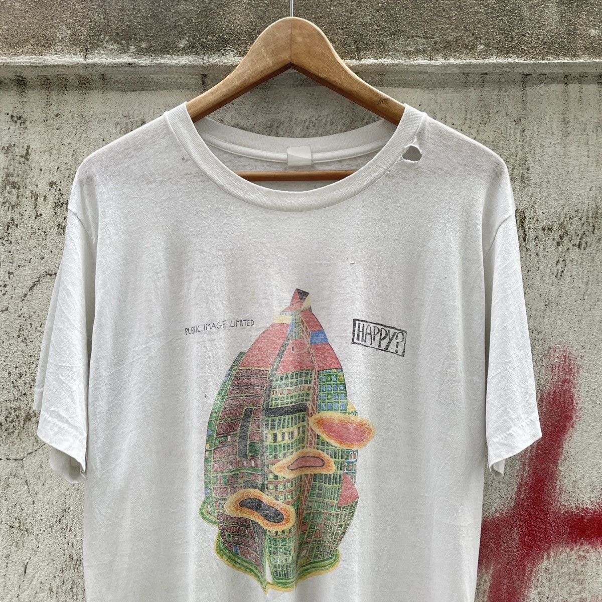 Band Tees Vintage PIL Public Image Ltd. Happy? T-Shirt Size US XL / EU 56 / 4 - 3 Thumbnail
