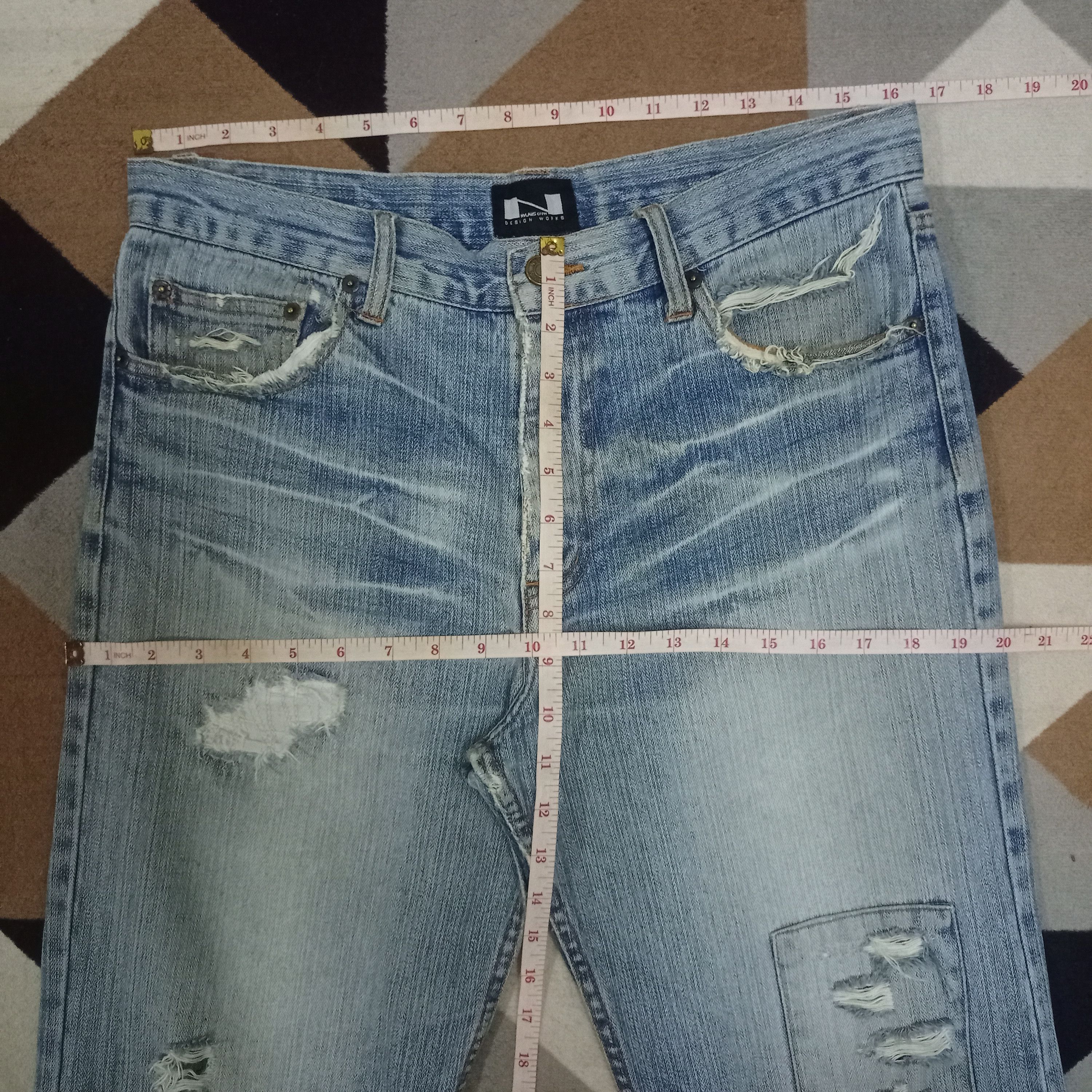 Japanese Brand Vintage Japanese Brand Blue Wash Patchwork Loose Jeans 33x33 Size US 33 - 9 Thumbnail