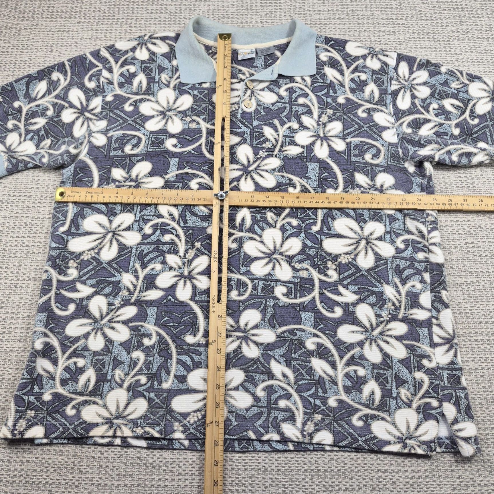 Vintage VINTAGE OP Polo Shirt Mens XL Blue Floral Hawaiian Tropical Knit Cotton Short Sleeve Size US XL / EU 56 / 4 - 7 Thumbnail
