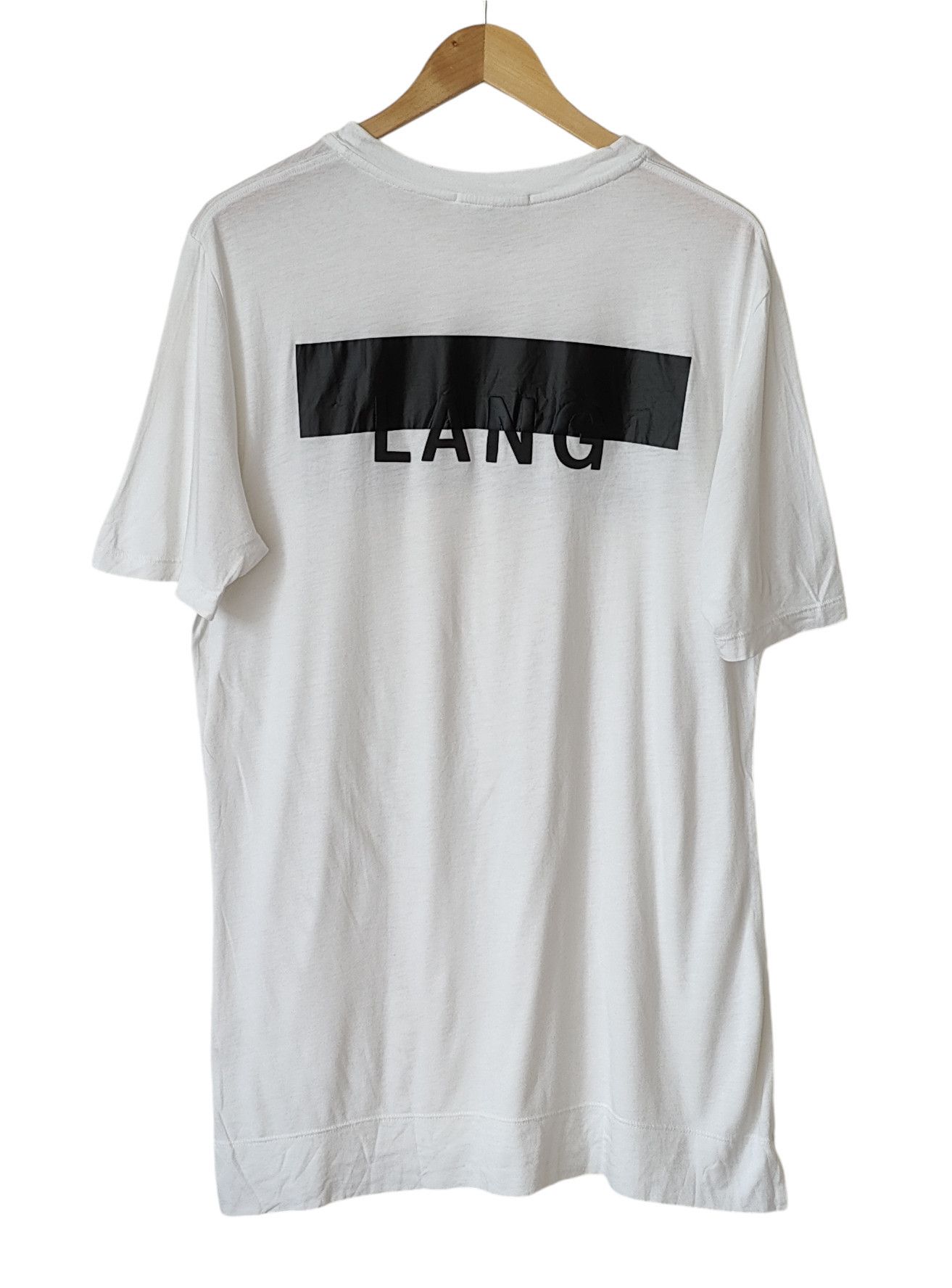 Helmut Lang Helmut Lang Archive Asymetric Black Logo Tshirt Size US M / EU 48-50 / 2 - 2 Thumbnail
