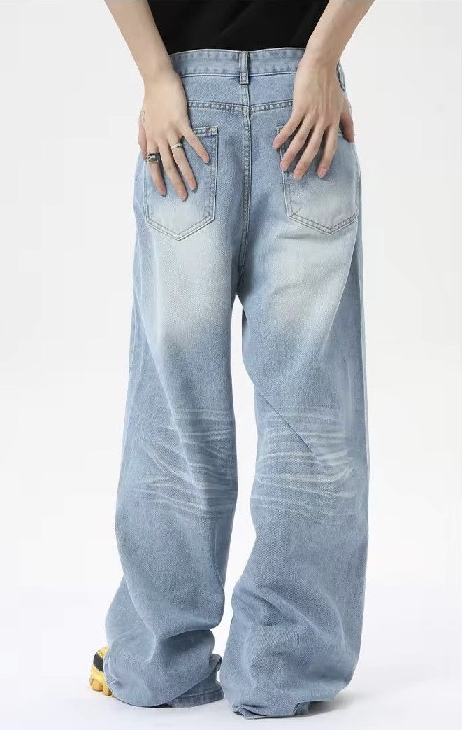 Blue Baggy Wide Leg Denim Jeans