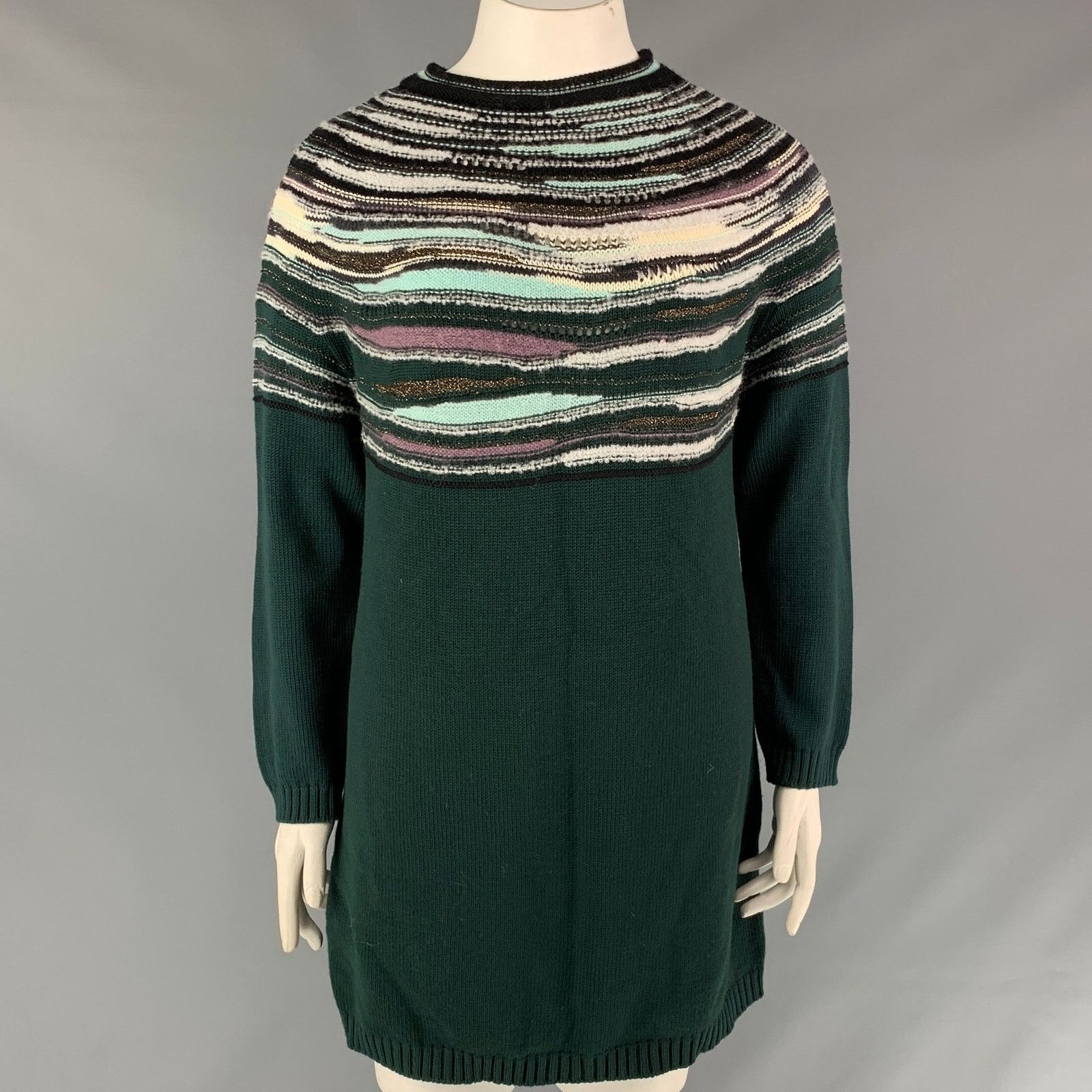 Other M MISSONI 12 Multi-Color Knitted Wool Blend Green Sweater Size XL / US 12-14 / IT 48-50 - 1 Thumbnail