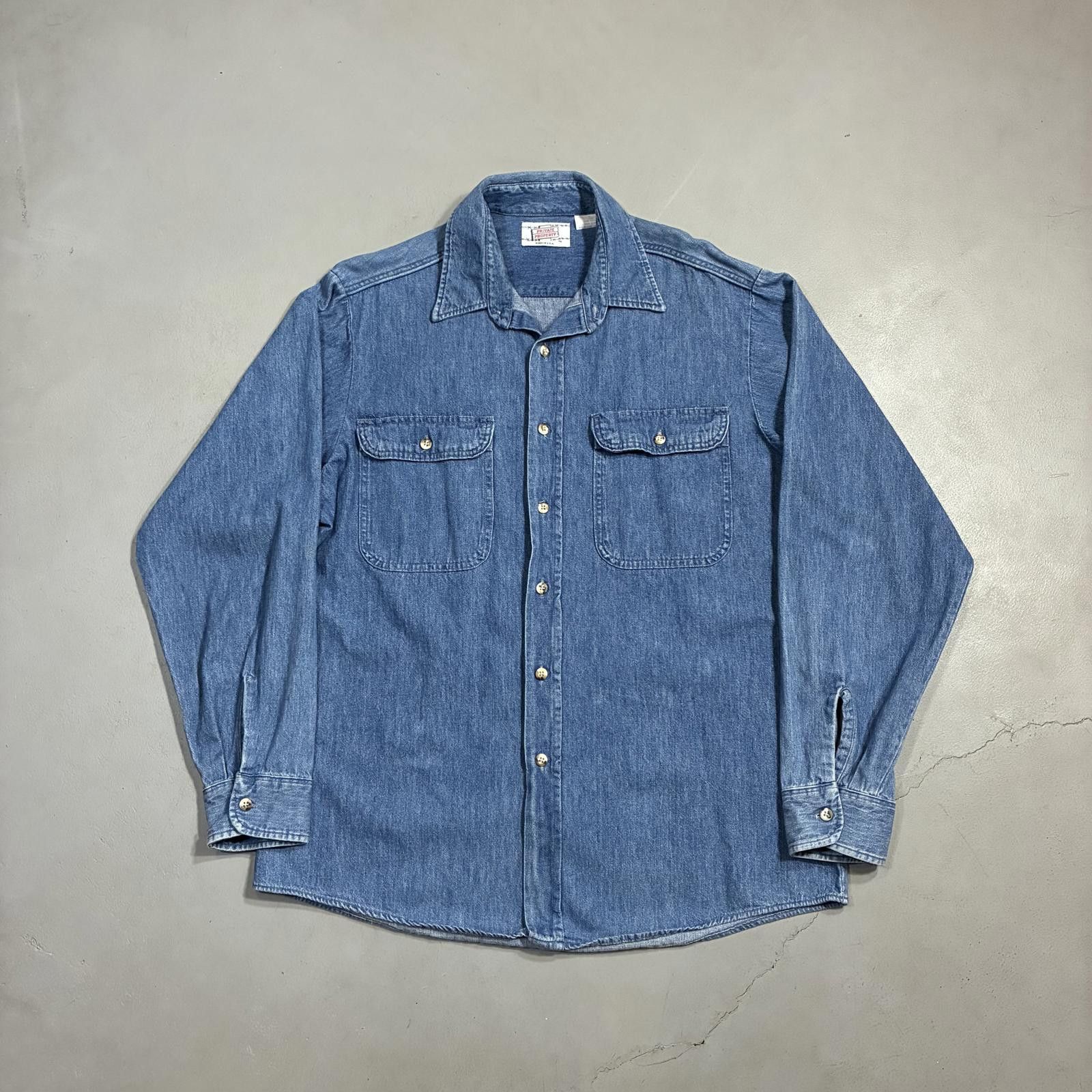 Other Vintage 80s Private Property Oversized Denim Work Shirt USA Size US L / EU 52-54 / 3 - 1 Thumbnail