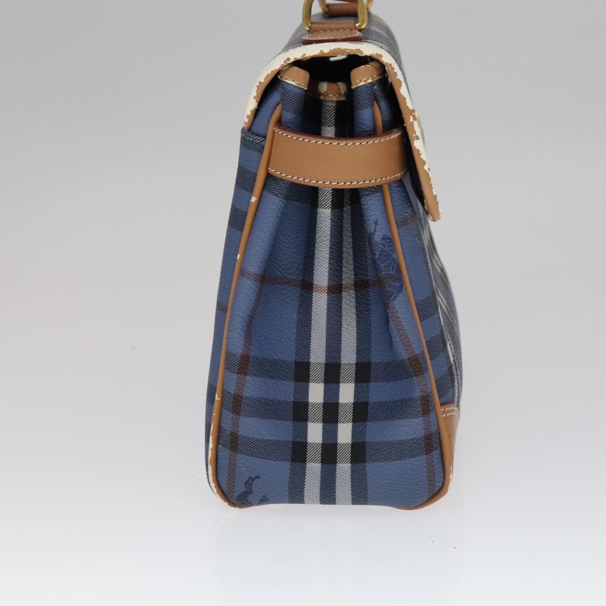 Burberry Burberry Nova Check Hand Bag Pvc Leather Blue Size ONE SIZE - 4 Thumbnail