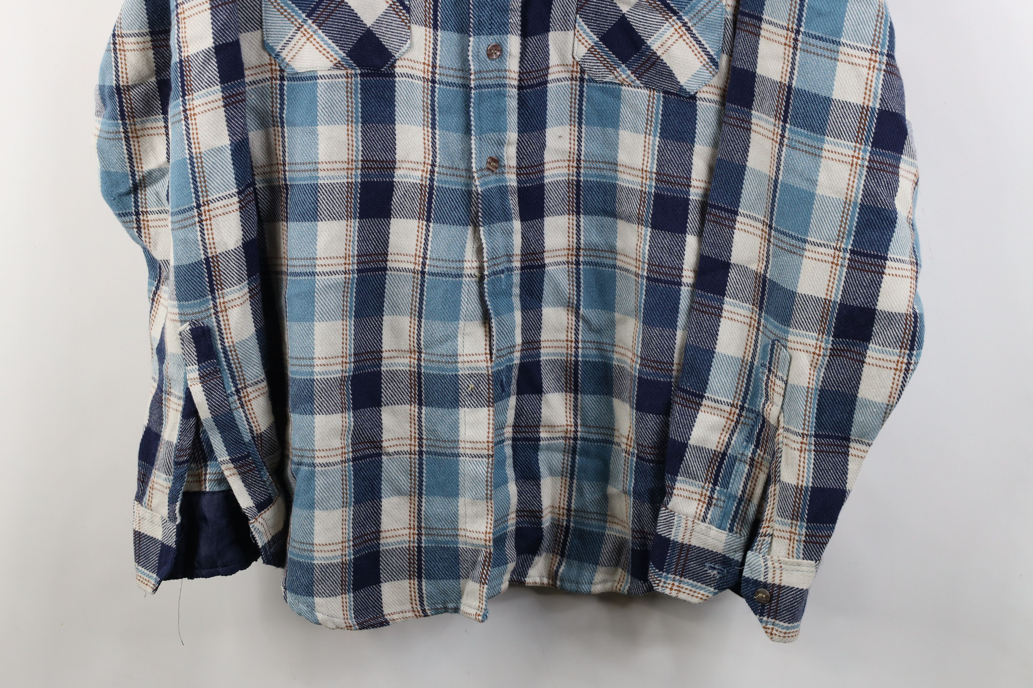 Vintage Vintage 70s Streetwear Flannel Knit Collared Button Shirt Size US XL / EU 56 / 4 - 3 Thumbnail