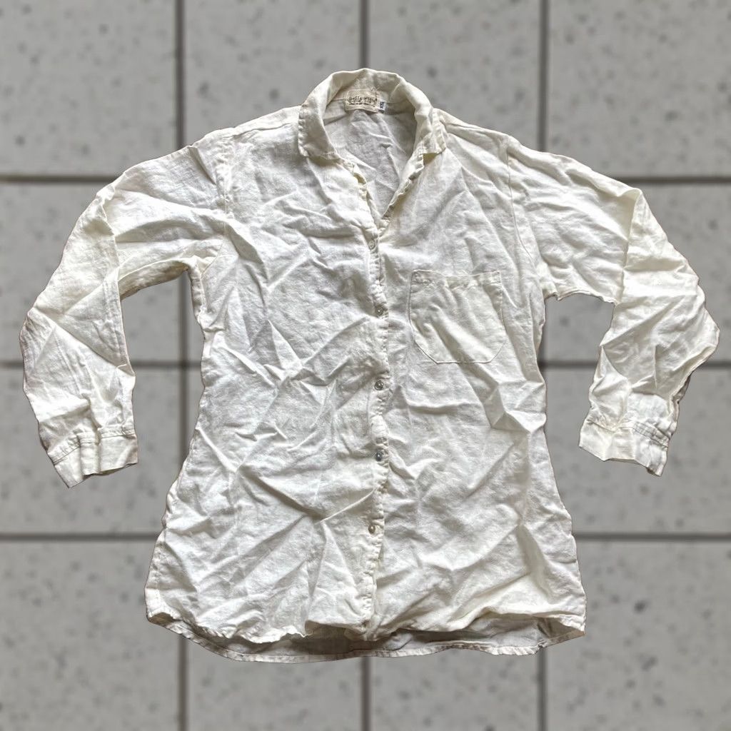 Bell Bella Notte Tunic Shirt XS Womens Ivory Button-Up 100% Linen USA Made Quiet Luxury Size XS / US 0-2 / IT 36-38 - 1 Thumbnail