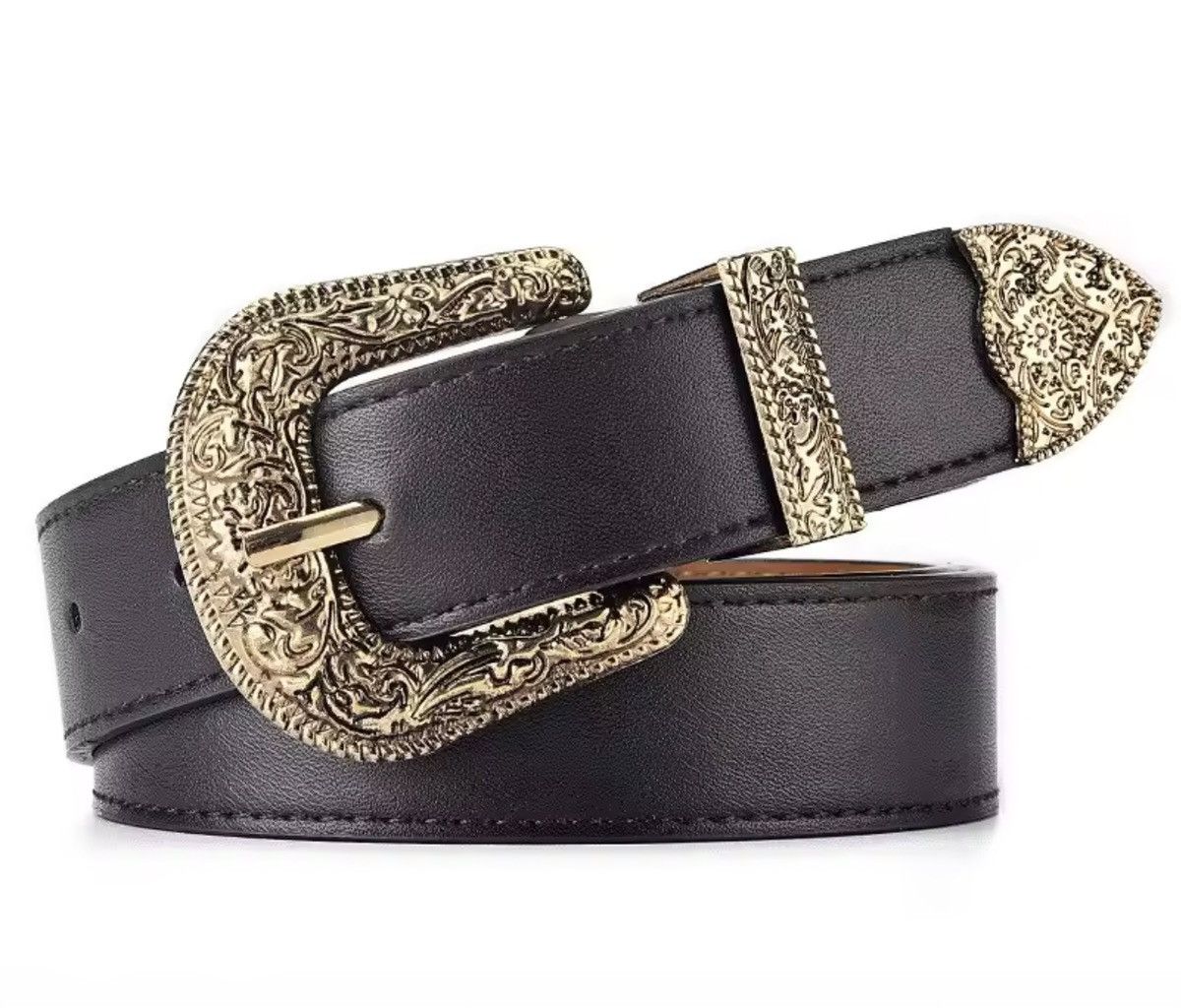 Japanese Brand Y2K Buckle Belt PU Leather Belt Size 32 - 4 Thumbnail
