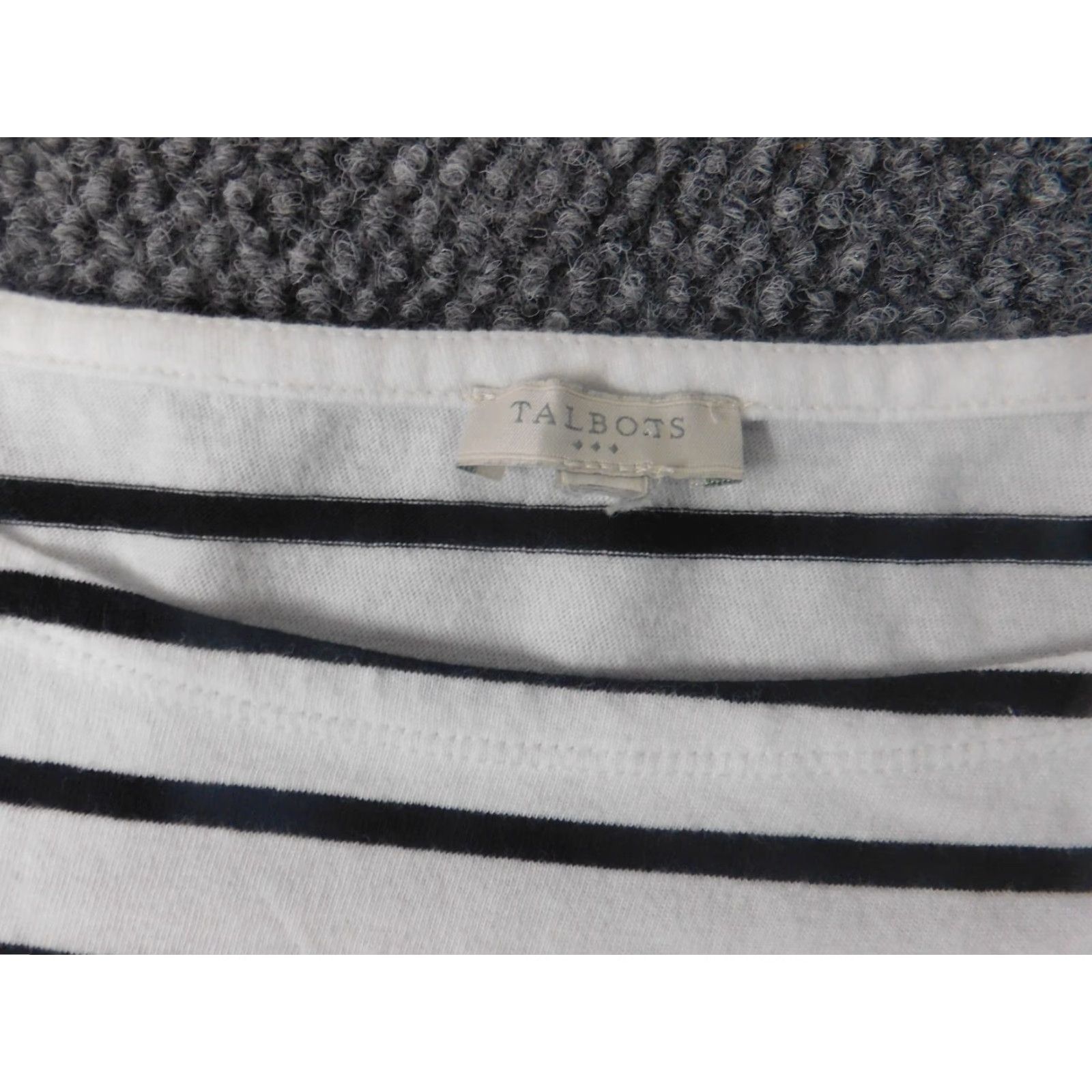 Talbots Talbots Blouse Shirt XL White Striped Bell Sleeve Round Neck Pullover Ruffle Cotton Women's Regular Basic casual Size XL / US 12-14 / IT 48-50 - 4 Thumbnail