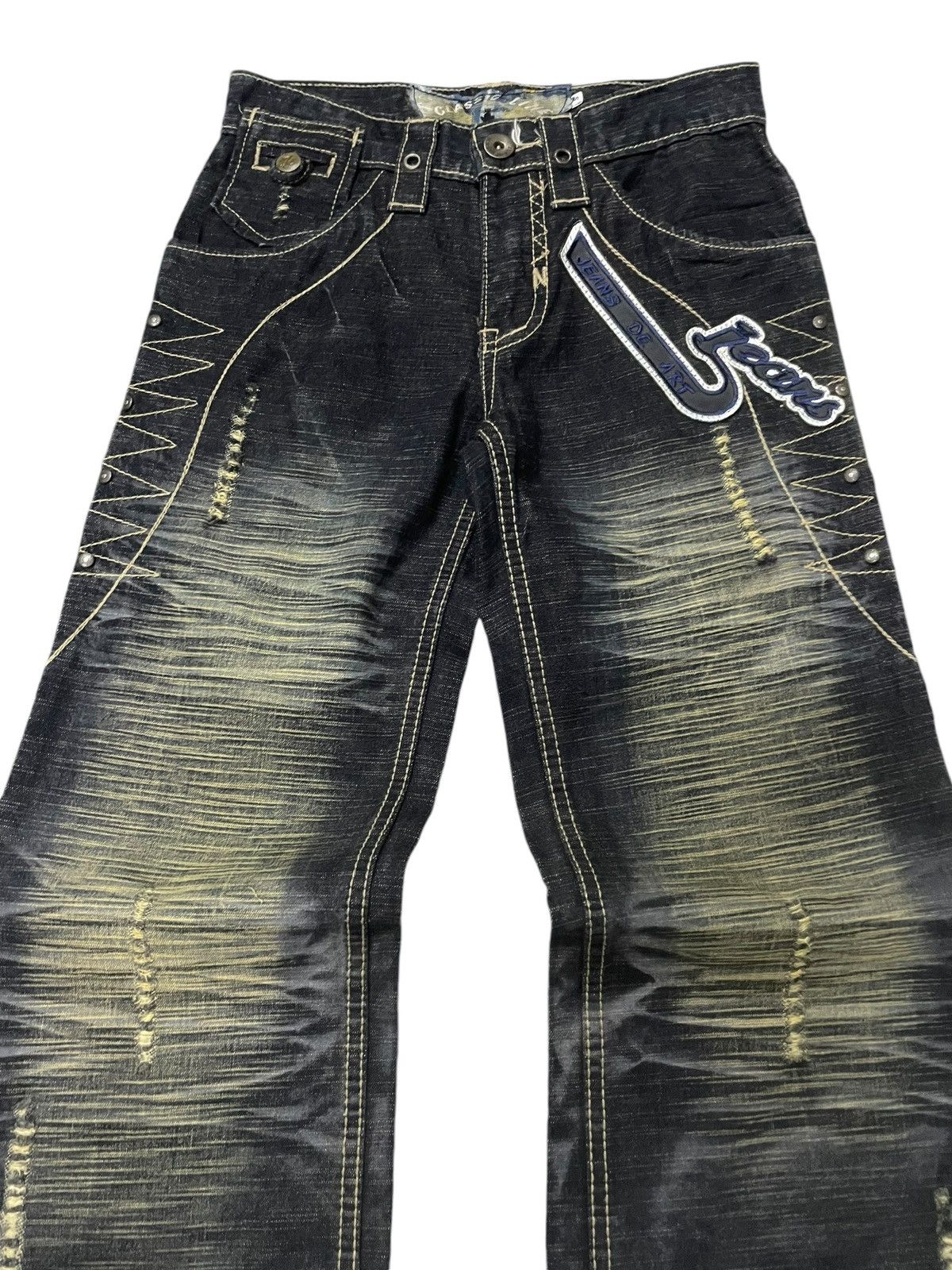 Japanese Brand Jeans De Art Mud Wash Whiskers Loose Jeans Size US 29 - 7 Thumbnail
