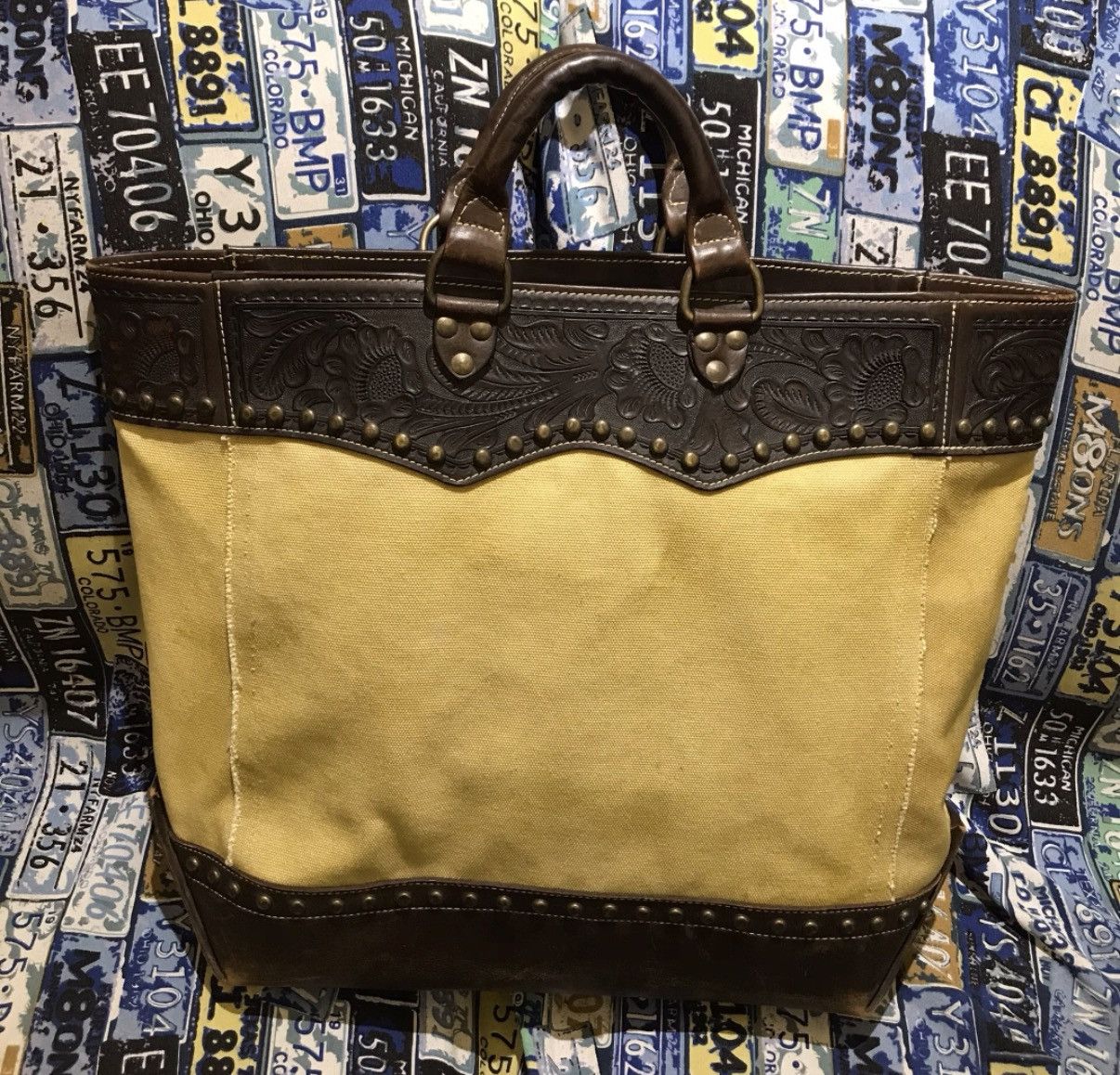 Polo Ralph Lauren RRL Ralph Lauren Tooled Leather Tote Bag K22 Size ONE SIZE - 1 Thumbnail