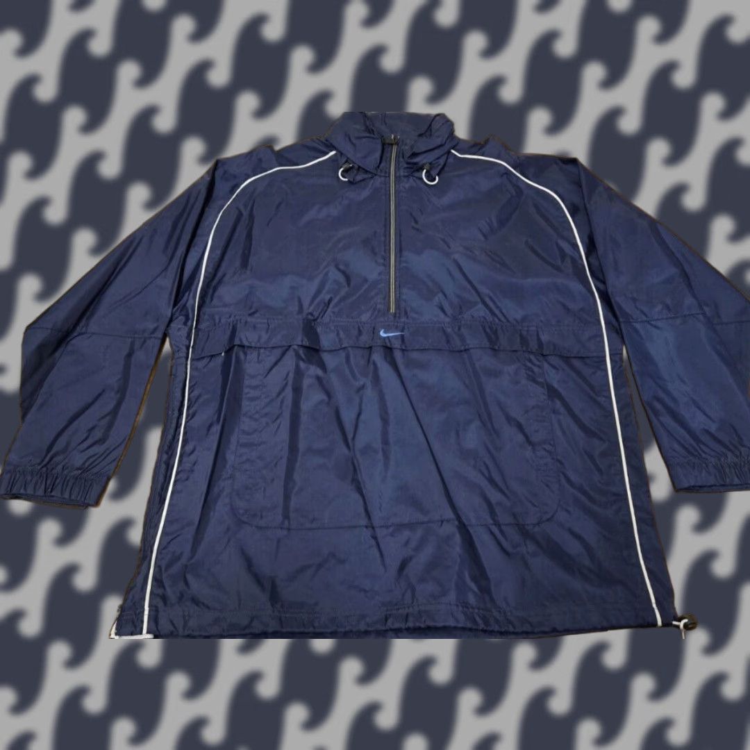 Nike VINTAGE Nike Jacket Windbreaker 1/4 Zip Pullover Large Blue Nike Air 90s Mens Size US L / EU 52-54 / 3 - 1 Thumbnail