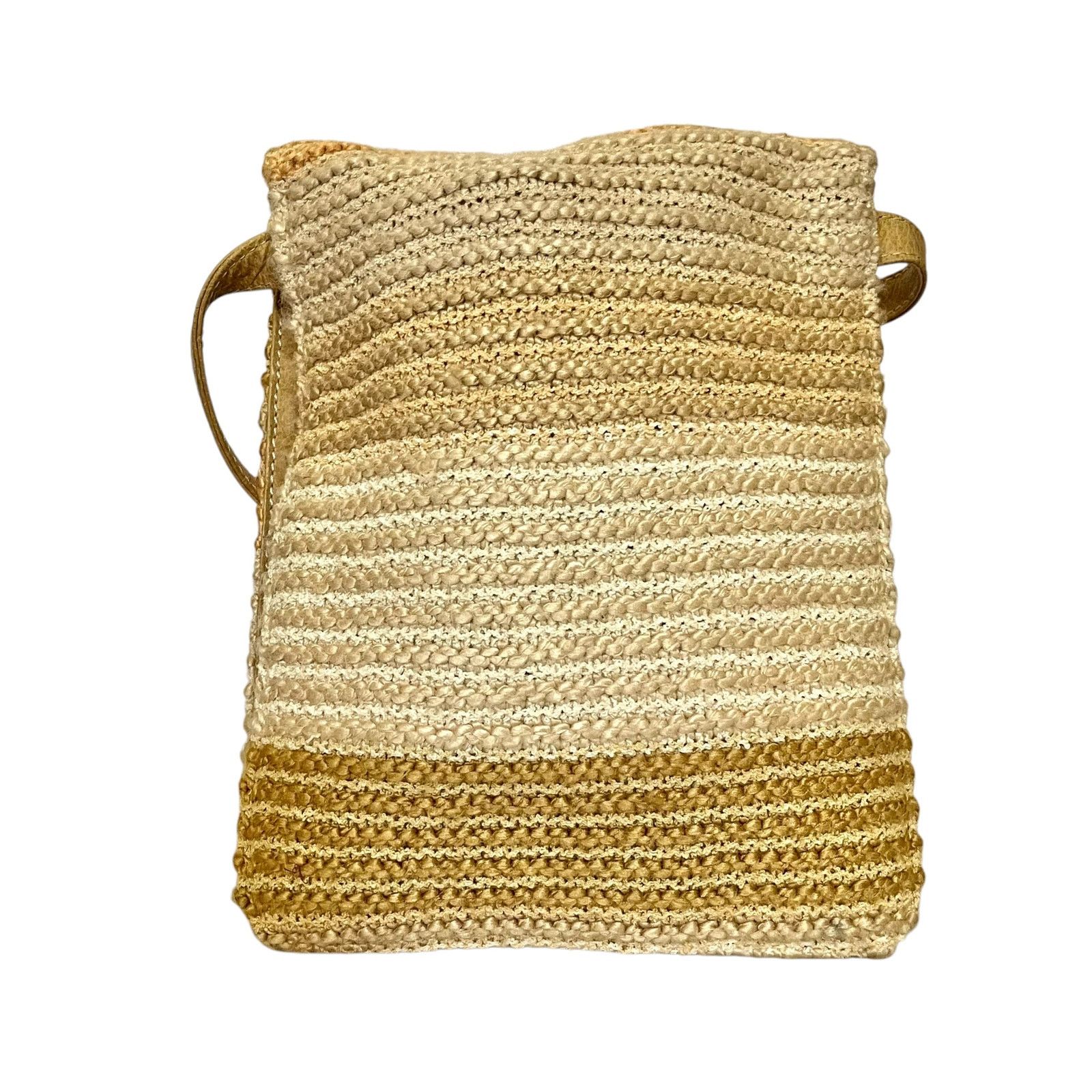 Missoni × Vintage Missoni Vintage Neutral Striped Knit Leather Flap Belt Bag Size ONE SIZE - 3 Thumbnail