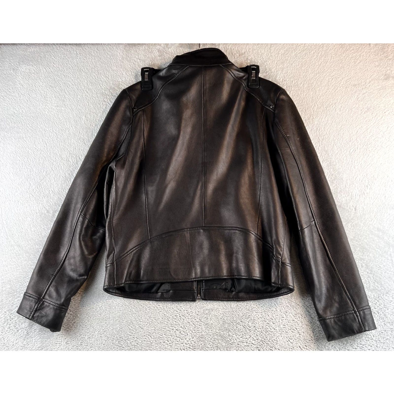 Kenneth Cole Kenneth Cole New York Leather Jacket Women L Black Biker 170R2141 Size L / US 10 / IT 46 - 3 Thumbnail