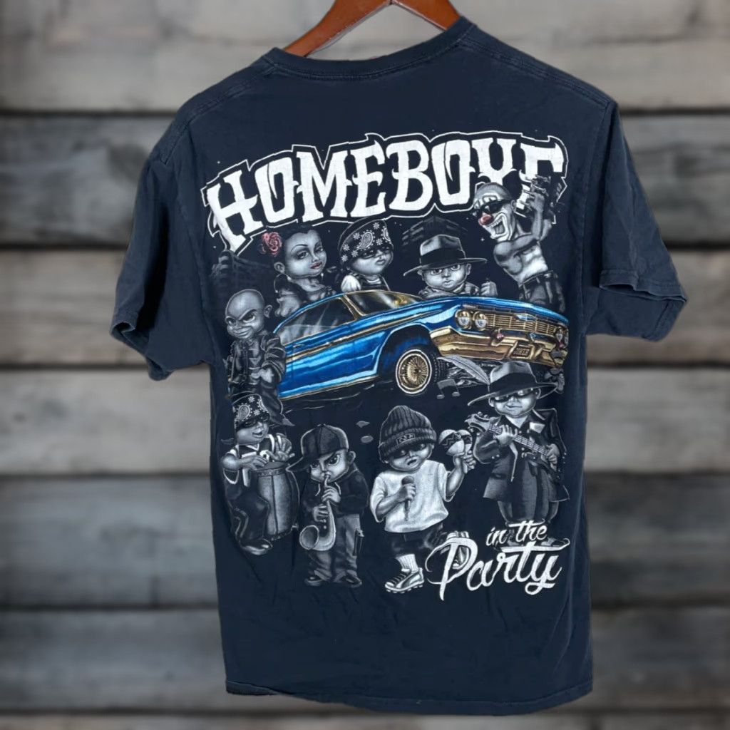 Fruit Of The Loom VINTAGE Fruit of the Loom Men's T-Shirt Adult Small Black Double-Sided Homeboys in the Party 90s Retro Cars Size US S / EU 44-46 / 1 - 1 Thumbnail