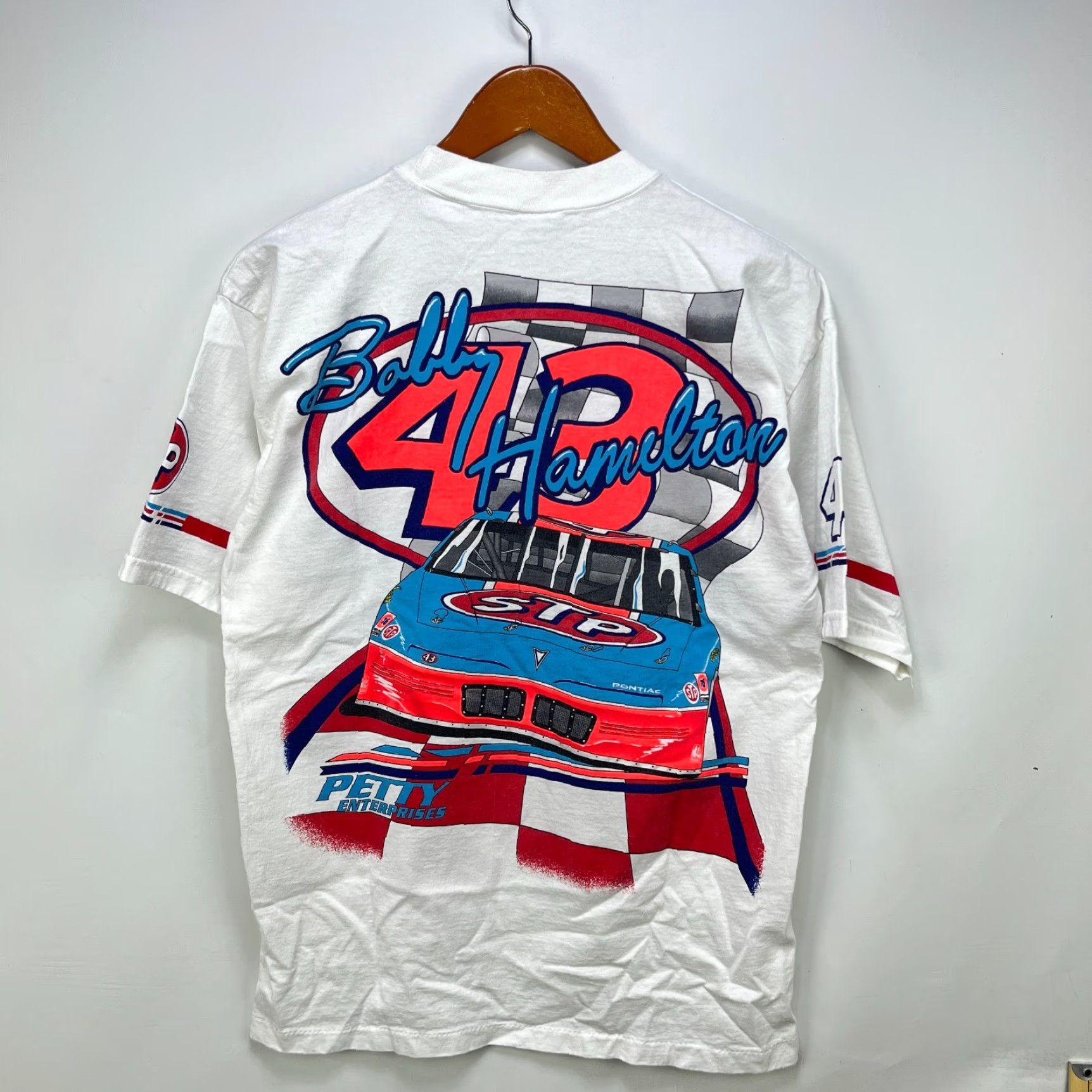 NASCAR VINTAGE NASCAR T Shirt Men M White 90s Bobby Hamilton Made In USA T-Shirt Size US M / EU 48-50 / 2 - 4 Thumbnail