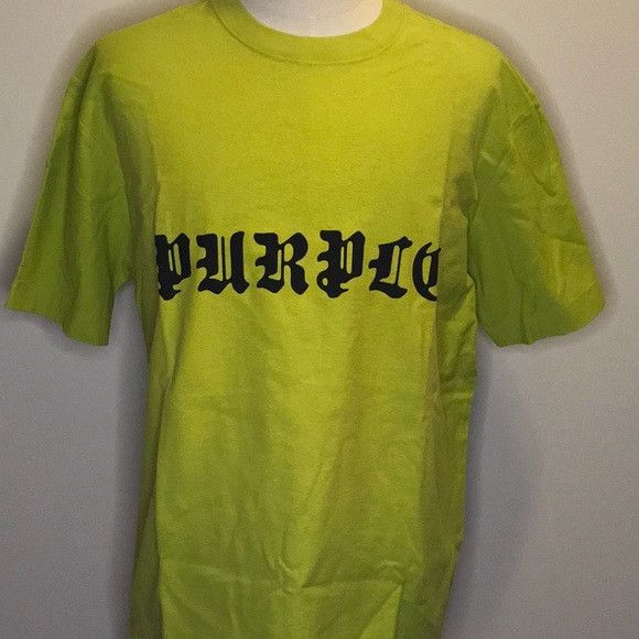 Purple Brand NWT PURPLE BRAND Logo T-Shirt in Bright Green Cotton (sz XL) Size US XL / EU 56 / 4 - 1 Thumbnail