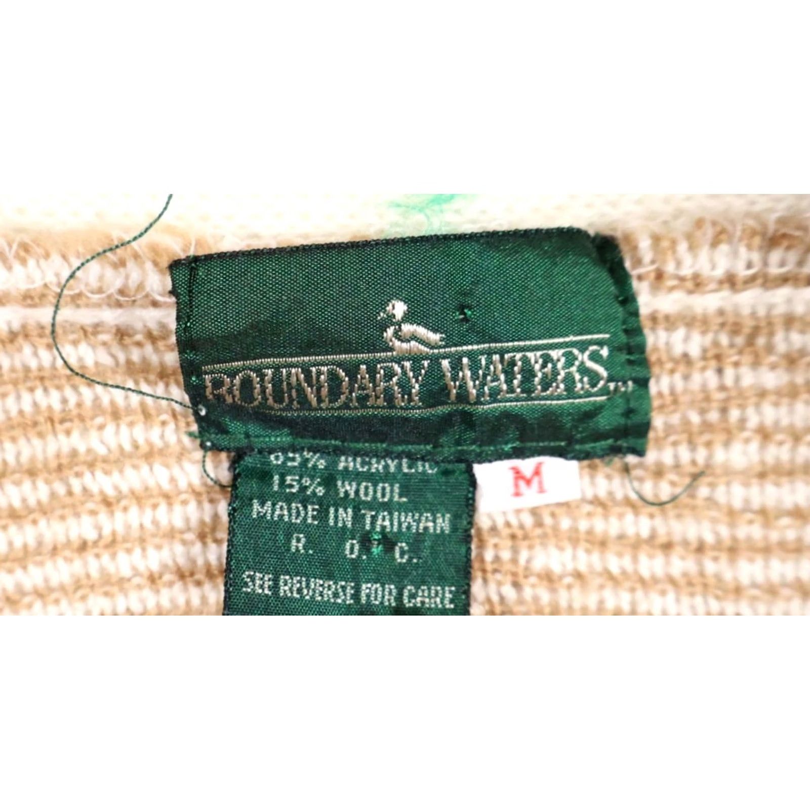 Vintage VINTAGE Boundary Waters Cardigan Womens Medium Ivory Diamond Pattern Sweater 90s Retro Geometric Knit Wool Blend V-Neck Long Sleeve Size M / US 6-8 / IT 42-44 - 3 Thumbnail