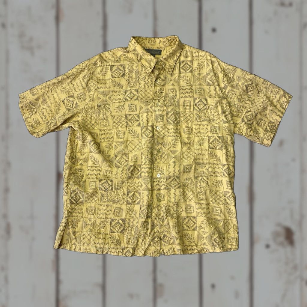 Tori Richard VINTAGE Tori Richard Shirt Mens 2XL Yellow Silk Tribal Fish Short Sleeve Button Up Size US XXL / EU 58 / 5 - 1 Thumbnail
