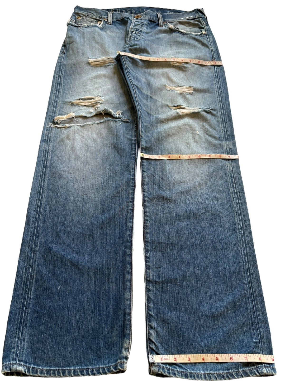 Guess Vintage Guess Faded Wash Distressed Ripped Baggy Jeans Size US 35 - 13 Thumbnail