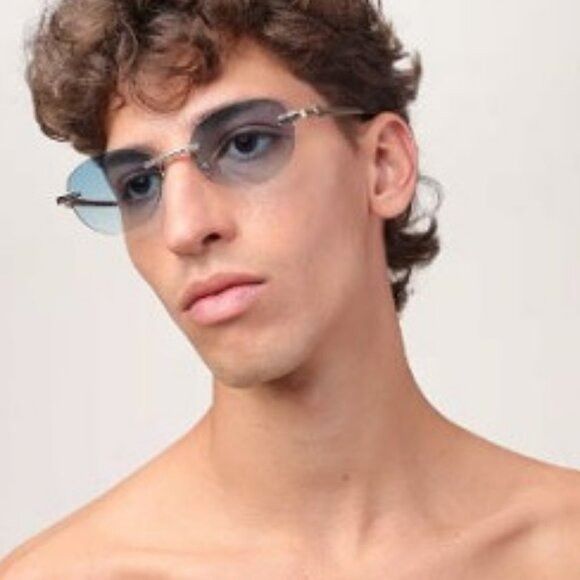 Palm Angels Palm Angels PERI10H CRYSTAL 7644 Sunglasses Gold Oval Frame Size ONE SIZE - 3 Thumbnail
