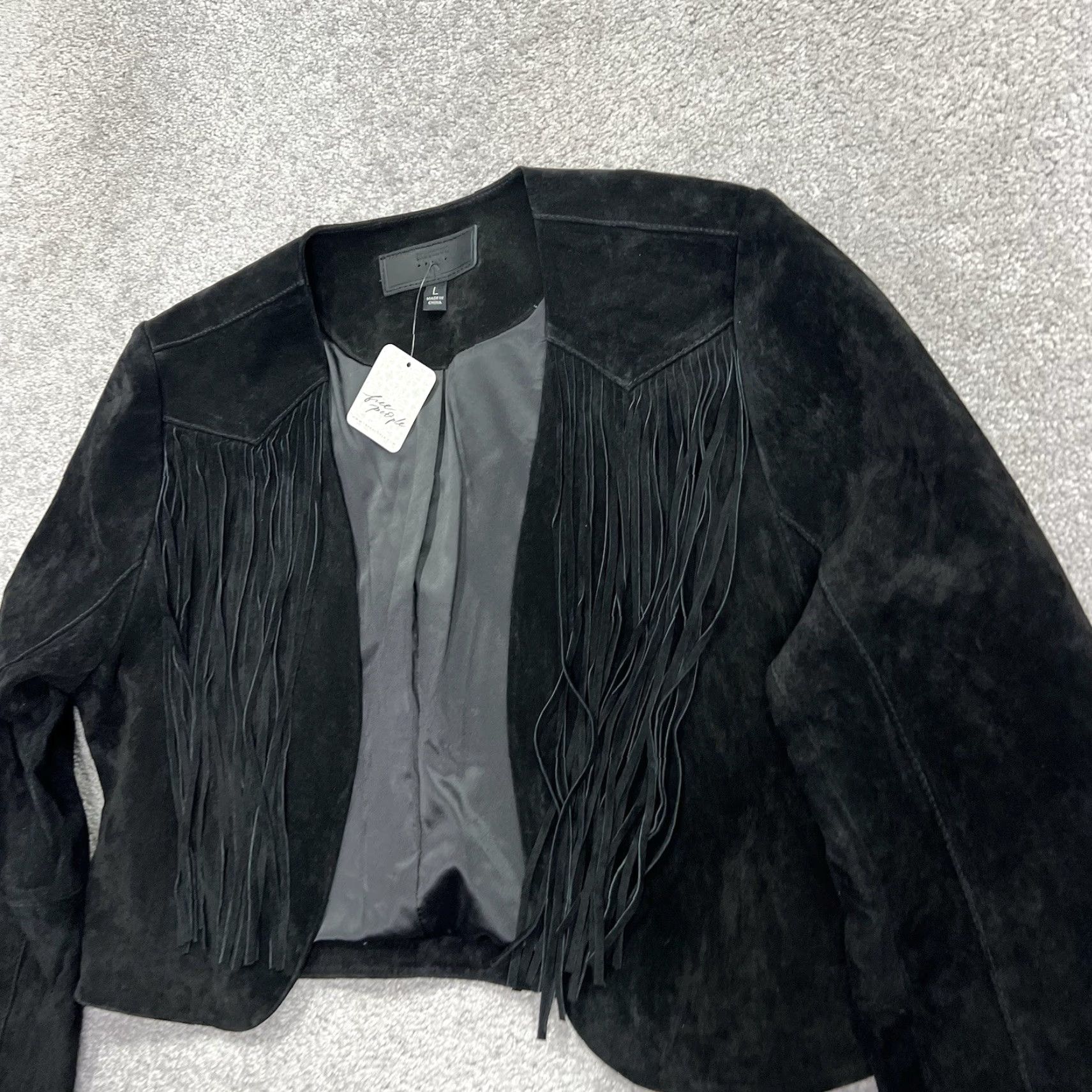 Free People Free People X Blank NYC Show Stopper Fringe Jacket L Black Open NWT Regular Women's Leather Blazer Vintage No Size L / US 10 / IT 46 - 3 Thumbnail