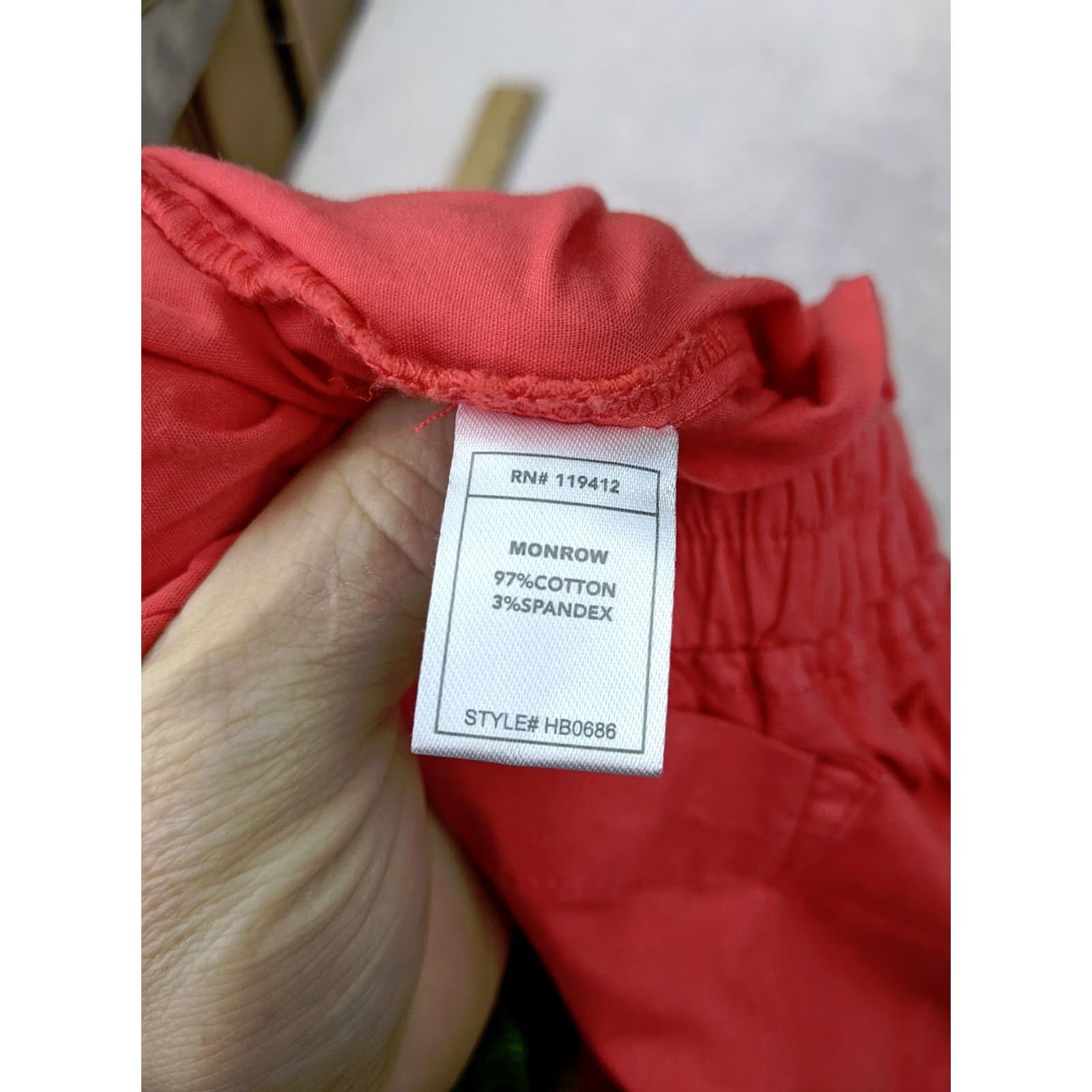 MONROW Monrow Poplin Paperbag Shorts Womens S Coral Red Pink Elastic Waist High Rise Size 26" / US 2 / IT 38 - 3 Thumbnail