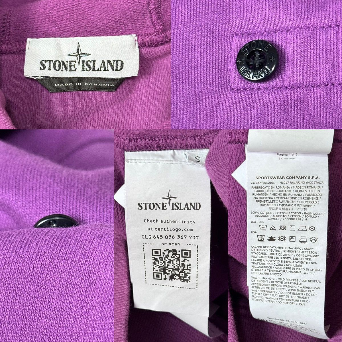 Stone Island Stone Island Men's Hoodie Long Sleeve Purple Size:S Size US S / EU 44-46 / 1 - 5 Thumbnail