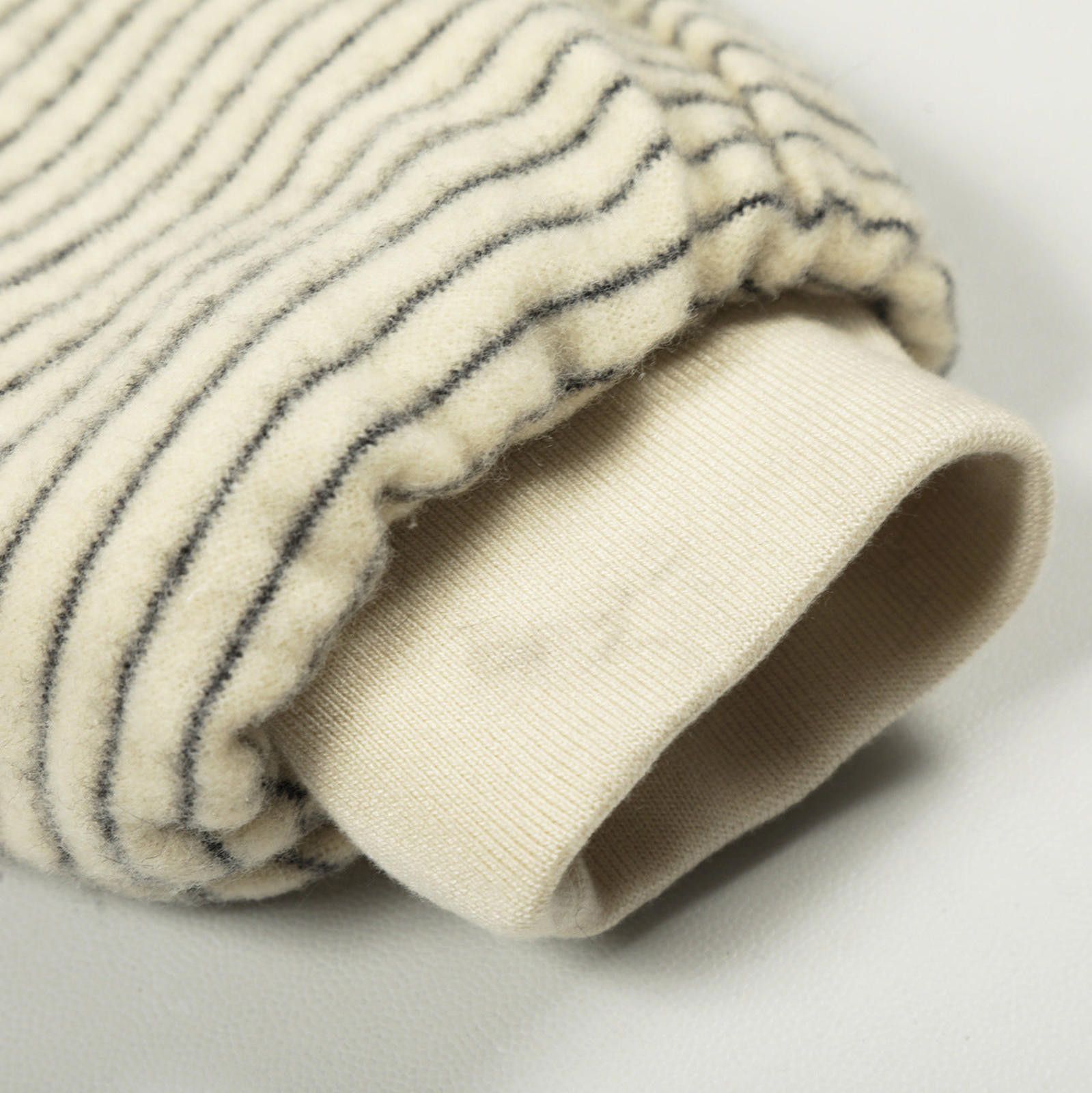 Japanese Brand Cream Striped Faux Fur Lined Varsity Jacket, Cozy Outerwear Size US M / EU 48-50 / 2 - 4 Thumbnail