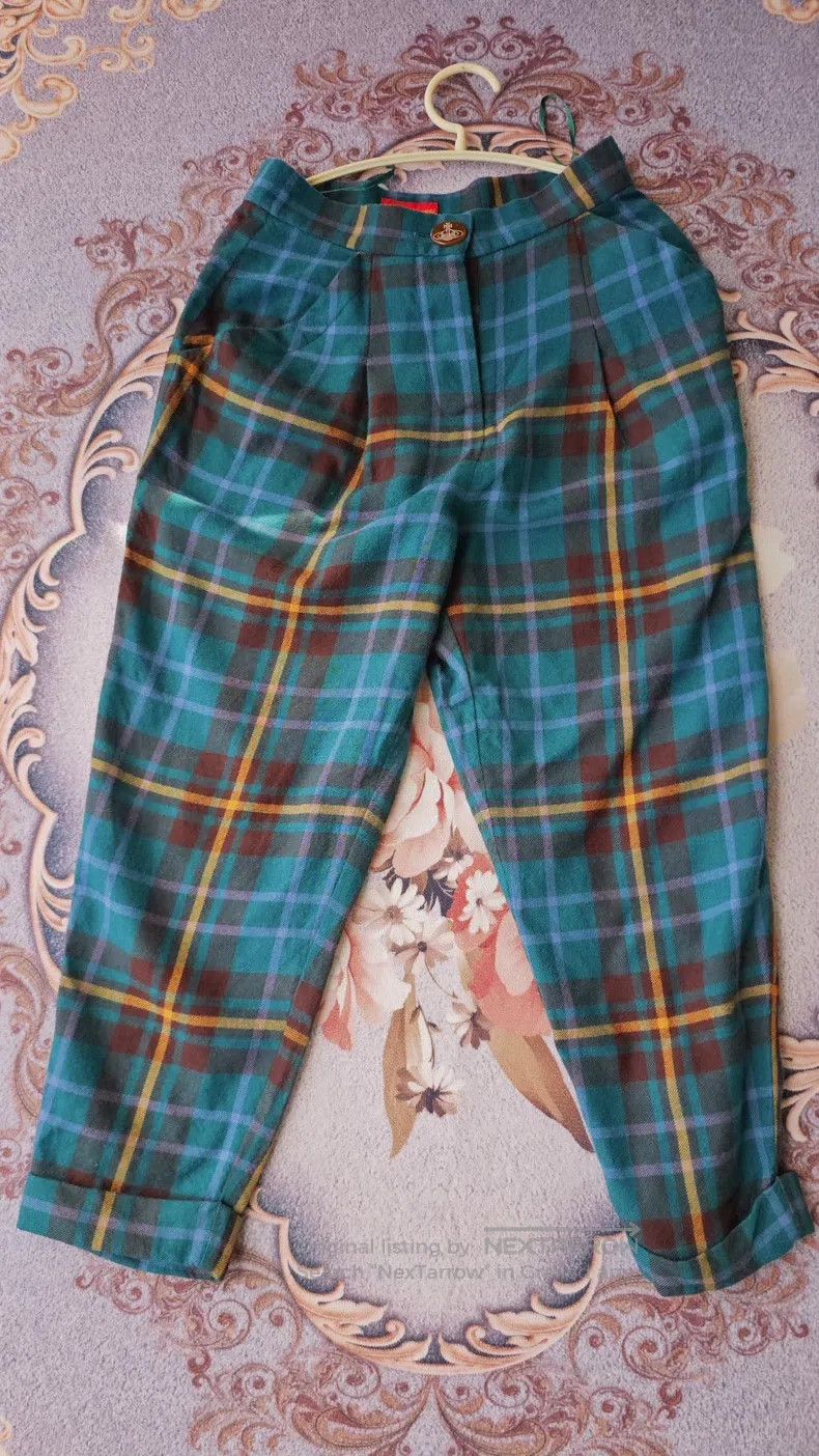 Other Vivienne Westwood size 2 Blue and Green Plaid Pants Size 23" - 4 Thumbnail