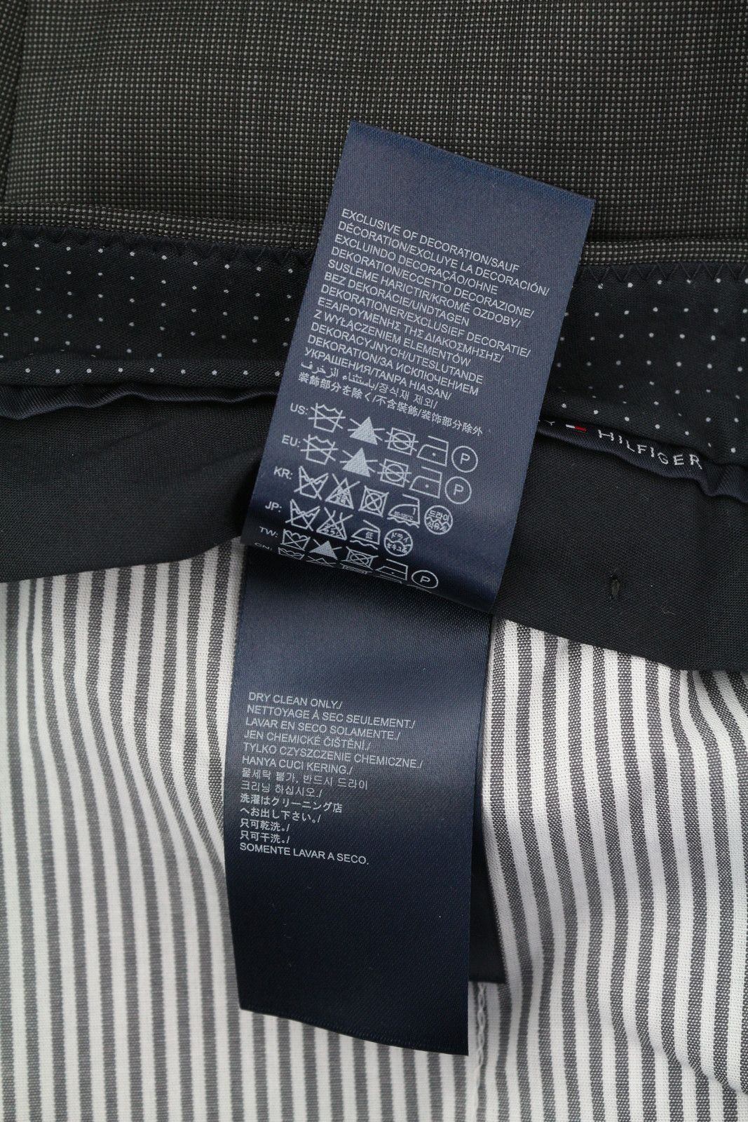 Tommy Hilfiger RHAMES 94 Long Grey Wool Patterned Tapered Leg Pants 85316 Size US 32 / EU 48 - 9 Thumbnail