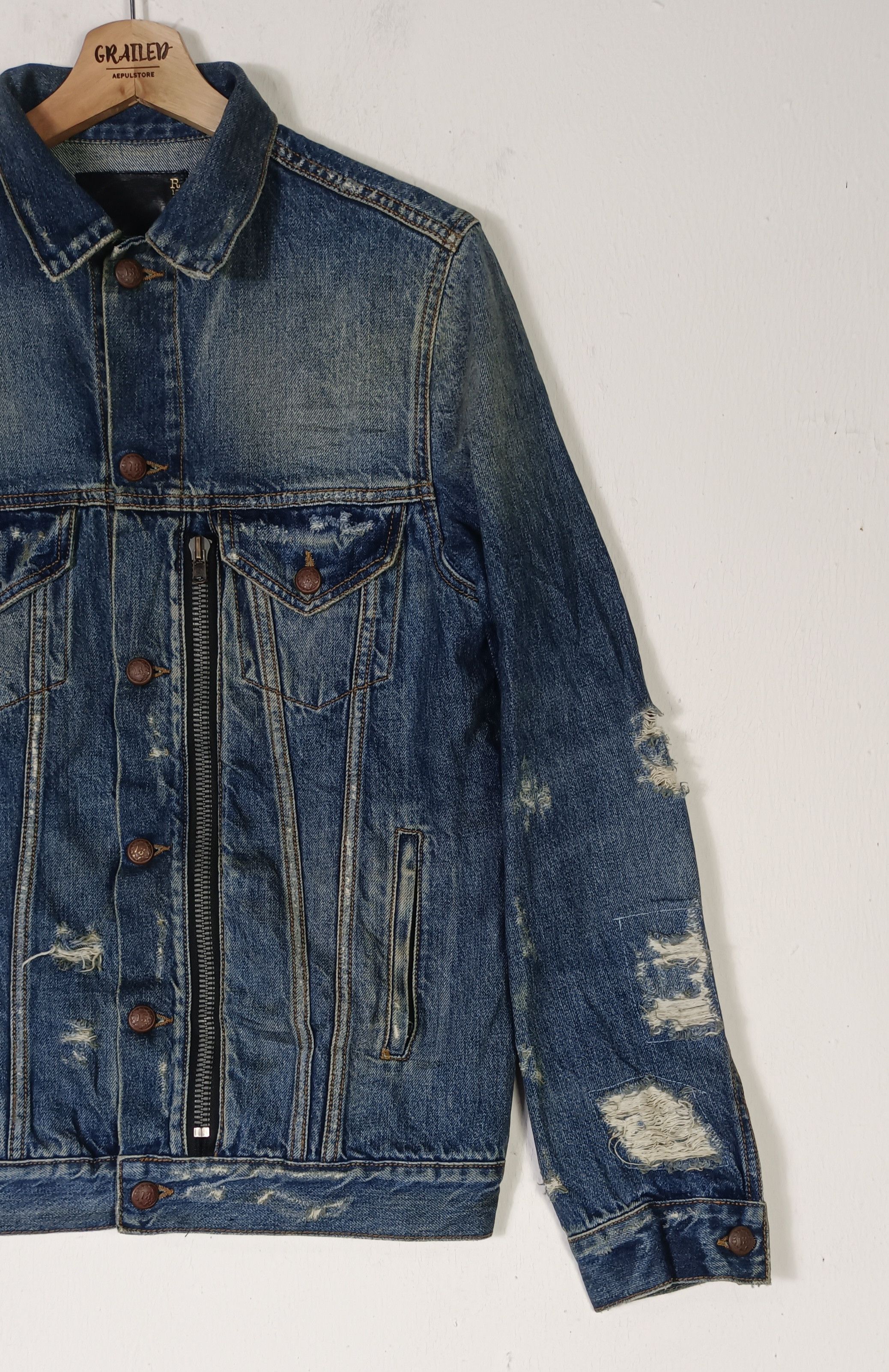 R13 R13 Zippered Trucker Denim Distressed Size US M / EU 48-50 / 2 - 4 Thumbnail
