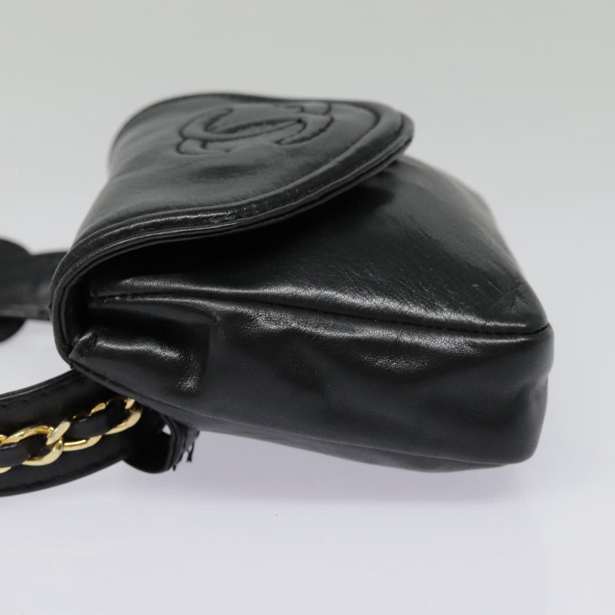 Chanel CHANEL Chain Waist Bag Lamb Skin Black Gold CC Size ONE SIZE - 3 Thumbnail