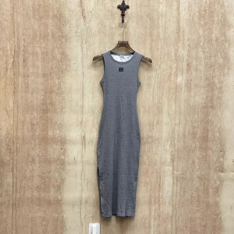 Loewe LOEWE Gray embroidered logo sleeveless dress Size S / US 4 / IT 40 - 1 Thumbnail