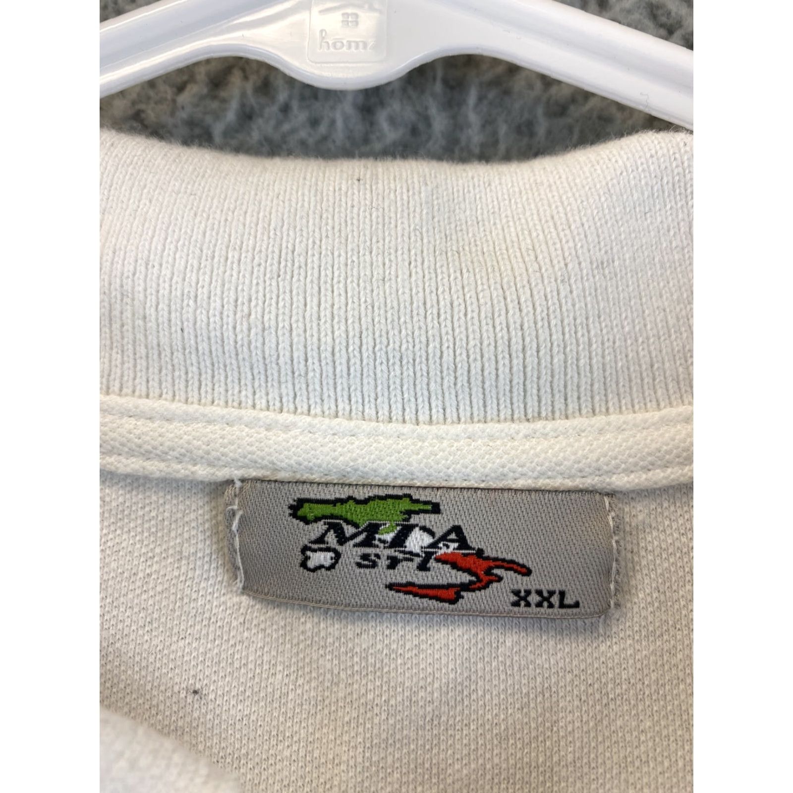 Vintage MIA Polo Shirt Men Slim 2XL White Short Sleeve Logo 100% Cotton UPDATE: 80-37 / Outdoor Vintage? No, but logo polo. Size US XXL / EU 58 / 5 - 3 Thumbnail