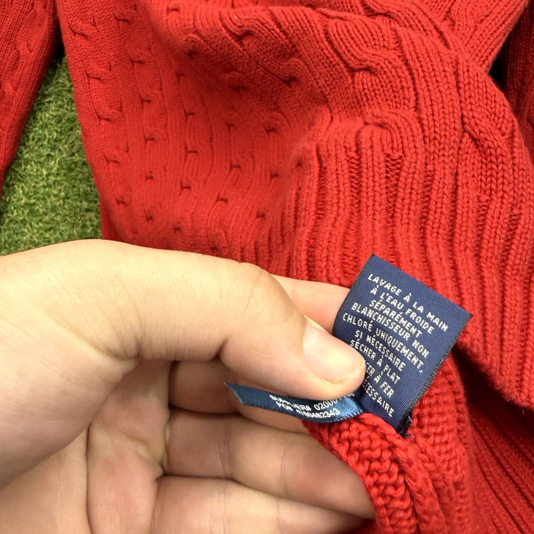 Polo Ralph Lauren Polo Ralph Lauren Sweater Polo Ralph Lauren Womens XL Red Cable Knit V-Neck 90s Vintage Pullover Shirt Womens Size XL / US 12-14 / IT 48-50 - 7 Thumbnail