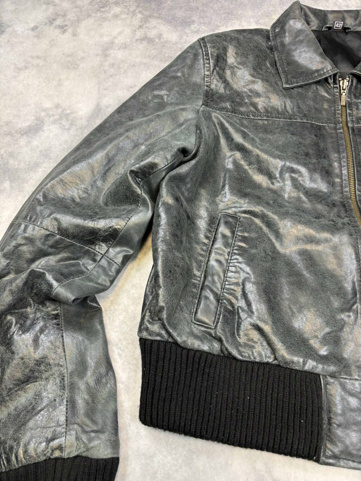 Japanese Brand Vintage leather bomber jacket Avantgarde Japanese archive Size L / US 10 / IT 46 - 3 Thumbnail