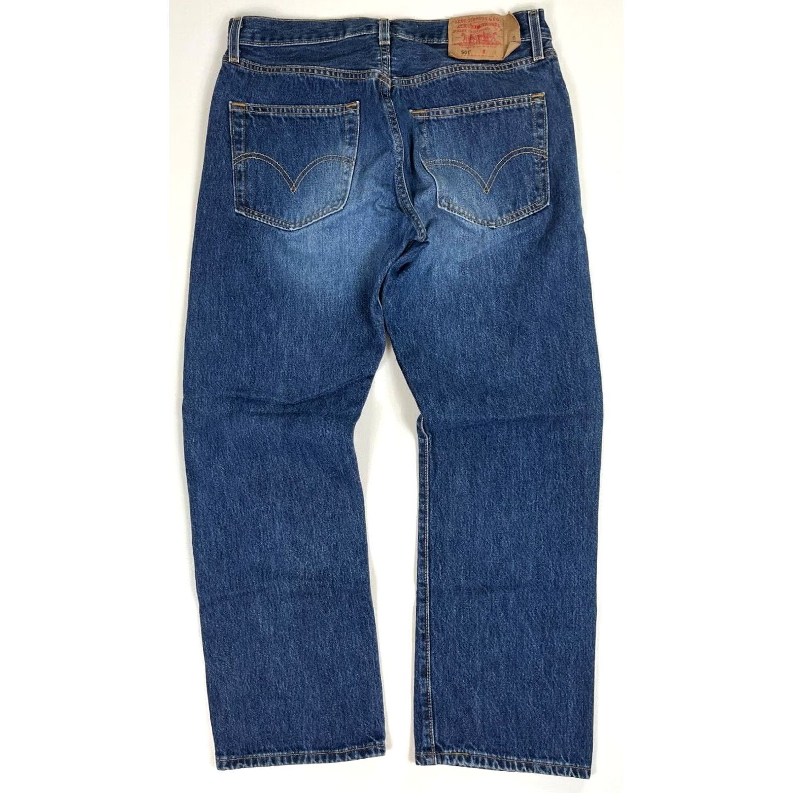 Levi's VINTAGE Levi's 501 Jeans Men Medium Wash 33x30 90s Solid Blue 5-Pocket Denim Straight Size US 33 - 2 Thumbnail