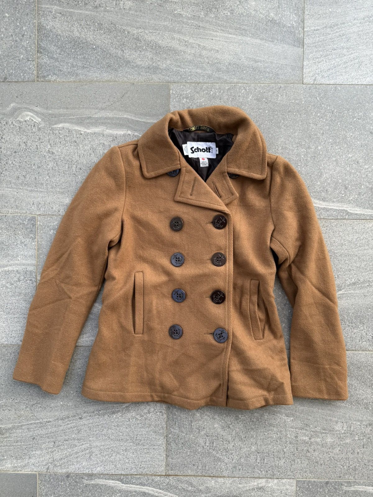 Schott Schott x Earth Music & Ecology Double Breasted Pea Coat Size S / US 4 / IT 40 - 1 Thumbnail