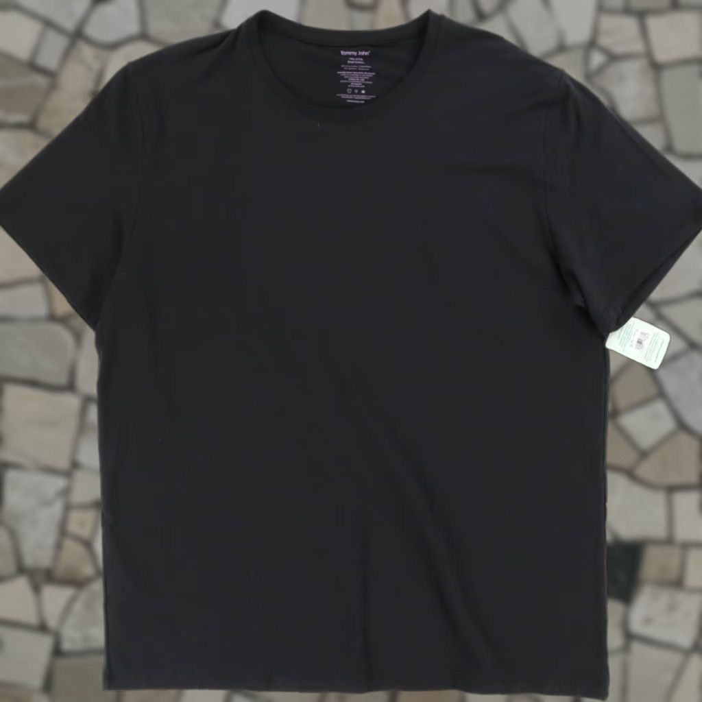 Vintage Tommy John Black T-Shirt Shirts Men 4XL Cool Cotton High Stretch Solid Crew Neck Short Sleeve Slim Fit Vintage: No Size US XXL / EU 58 / 5 - 1 Thumbnail