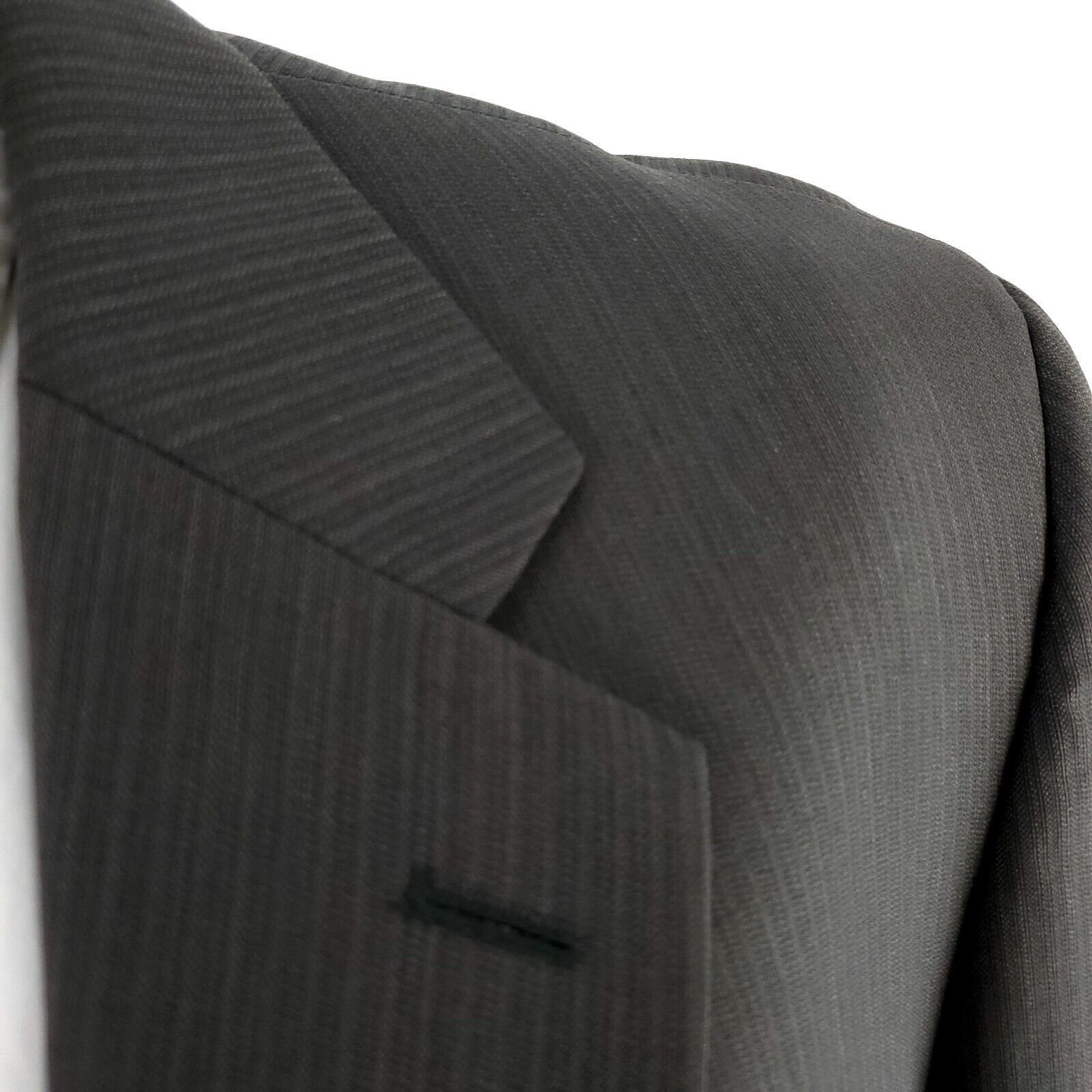 Pronto Uomo Pronto Uomo Wool 2 Button 2 Piece Suit 42R Green Striped Bir Size 42R - 2 Thumbnail
