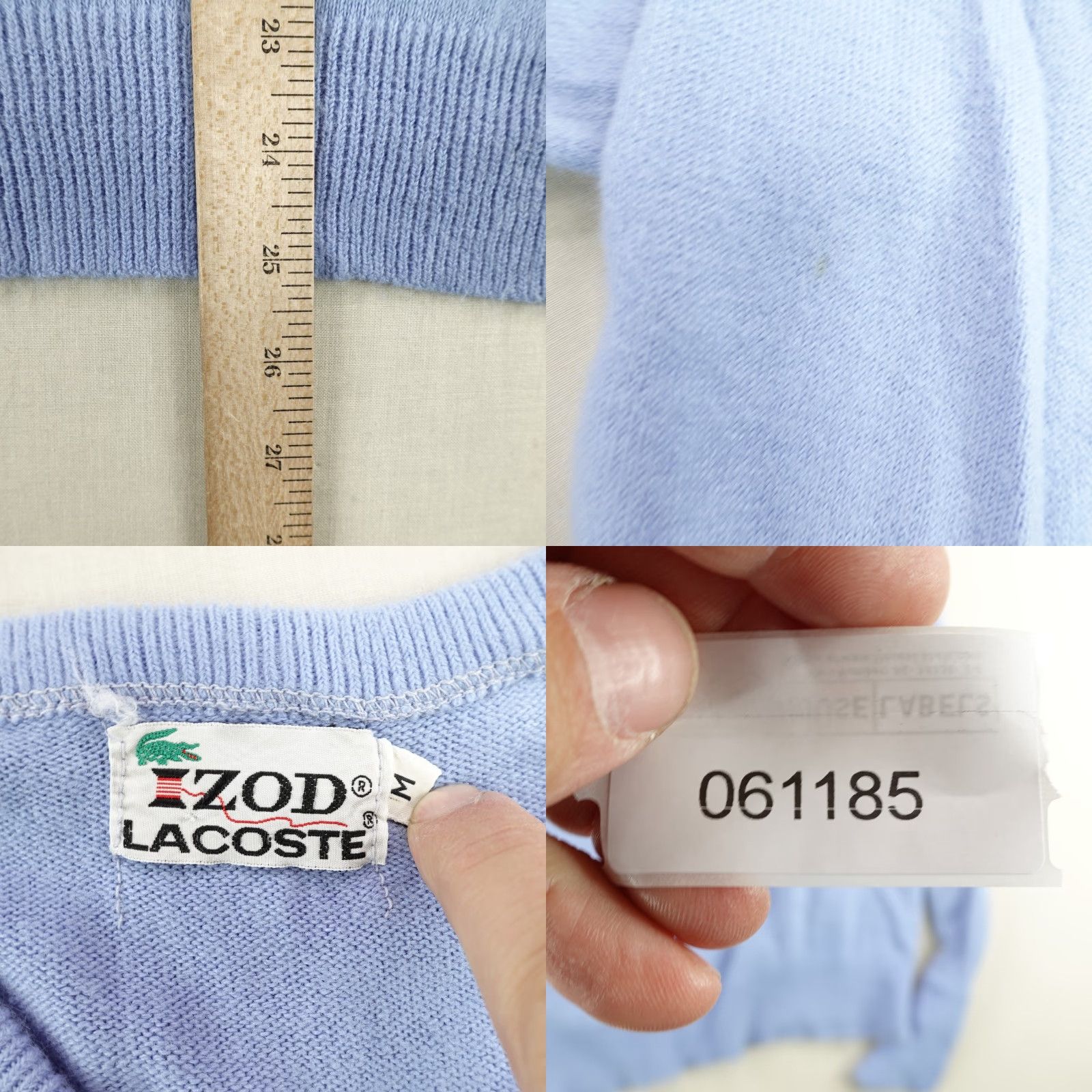 Lacoste VINTAGE Lacoste Izod Sweater Mens Medium Blue V-Neck Croc Logo Pullover 60s Size US M / EU 48-50 / 2 - 8 Thumbnail