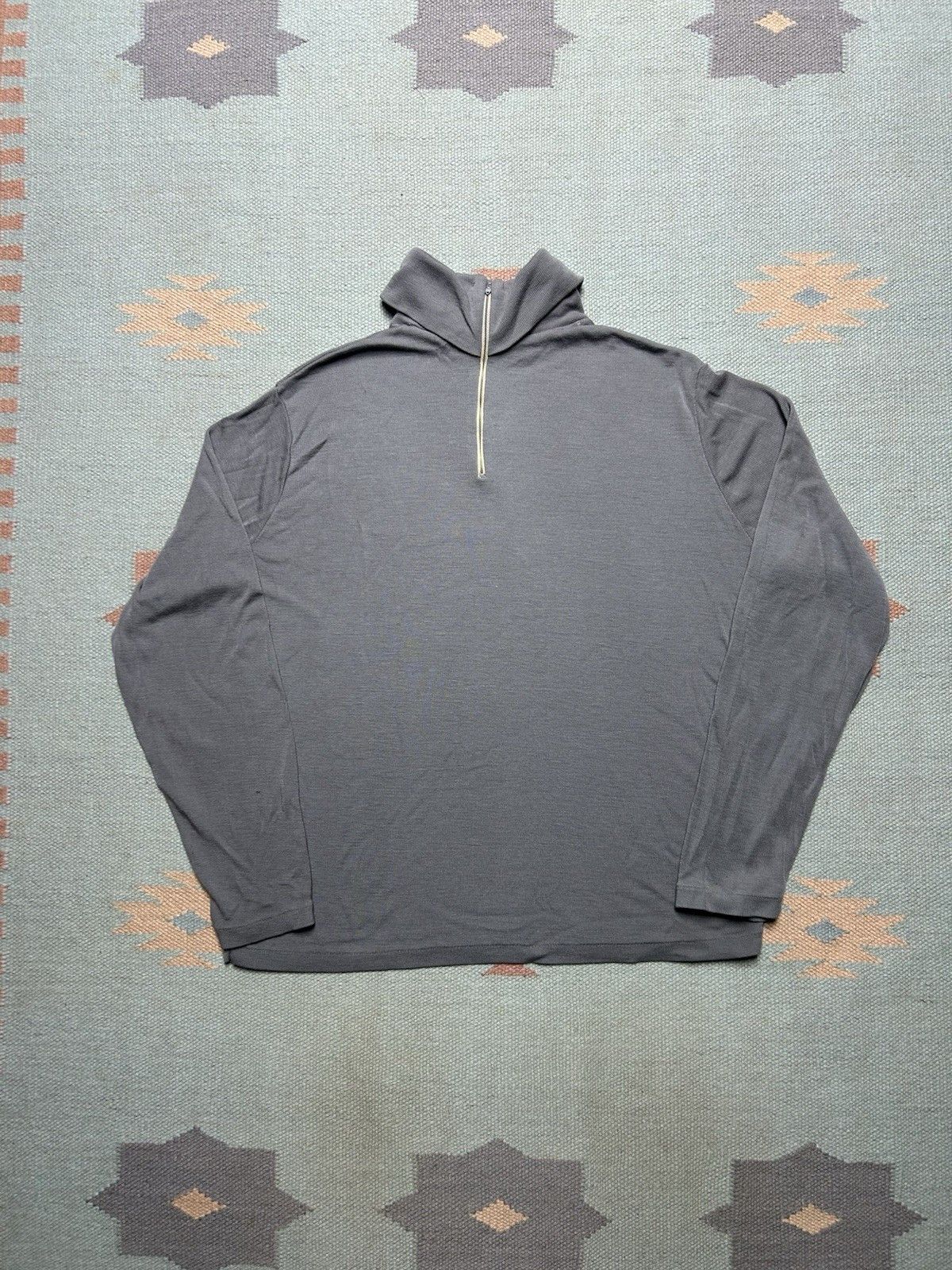 Vintage Vtg 70s shirt high neck 1/4 zip turtleneck polyester? large Size US L / EU 52-54 / 3 - 1 Thumbnail
