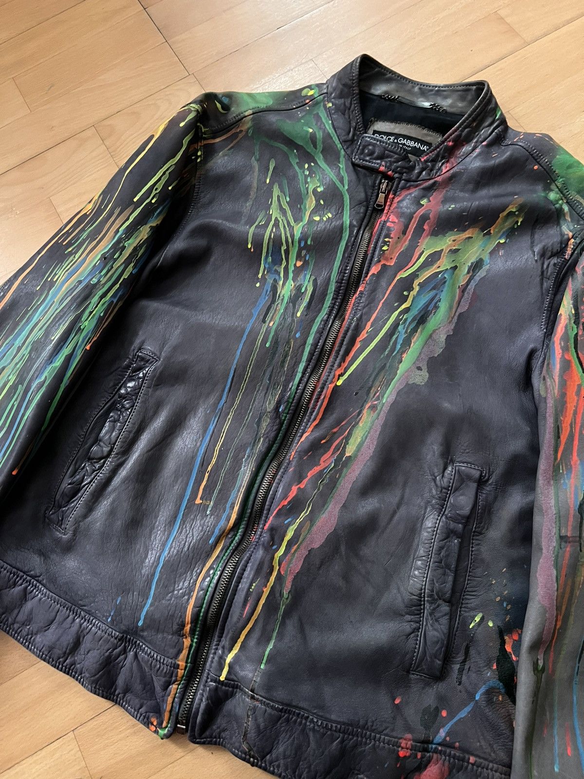 Dolce & Gabbana 2000s Dolce & Gabbana Paint Splitter 5 zip jacket Size US L / EU 52-54 / 3 - 4 Thumbnail