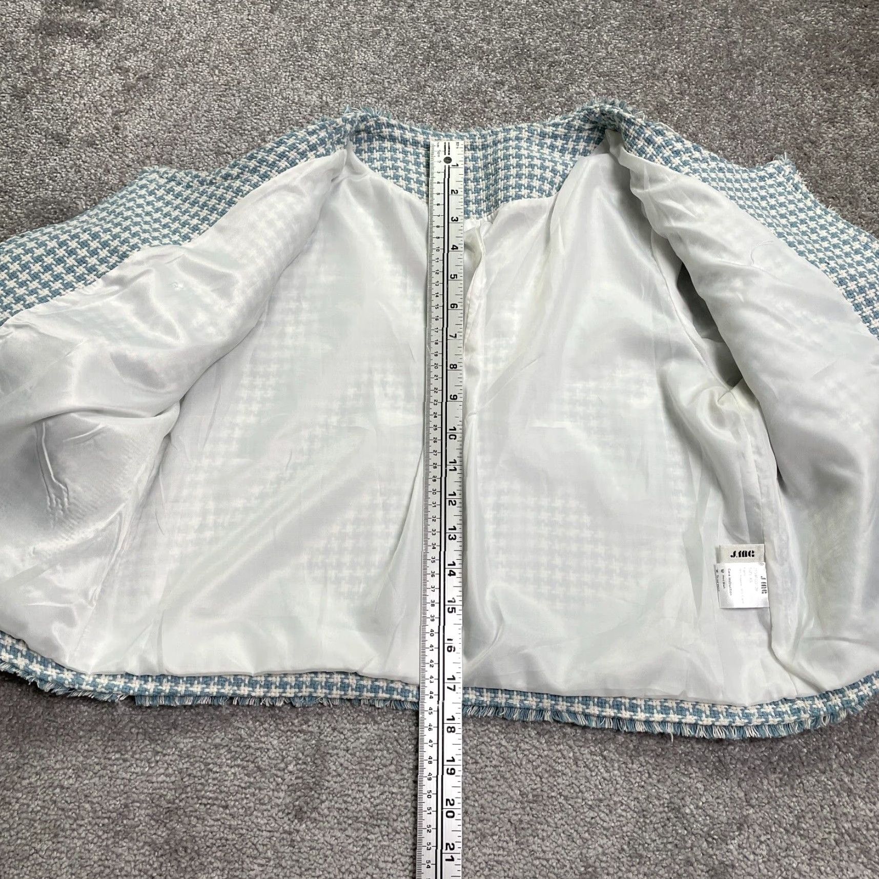 Vintage Jing Tweed Coat Jacket Women XS Blue White Houndstooth Lined Korean Style Casual Coat Jacket Women XS Blue White Houndstooth Lined Korean Style Casual Size XS / US 0-2 / IT 36-38 - 7 Thumbnail