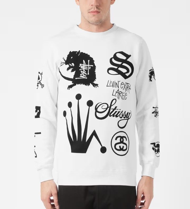 Stussy Vintage Stussy Crown Collage Fullprint Sweatshirt Size US XL / EU 56 / 4 - 1 Thumbnail