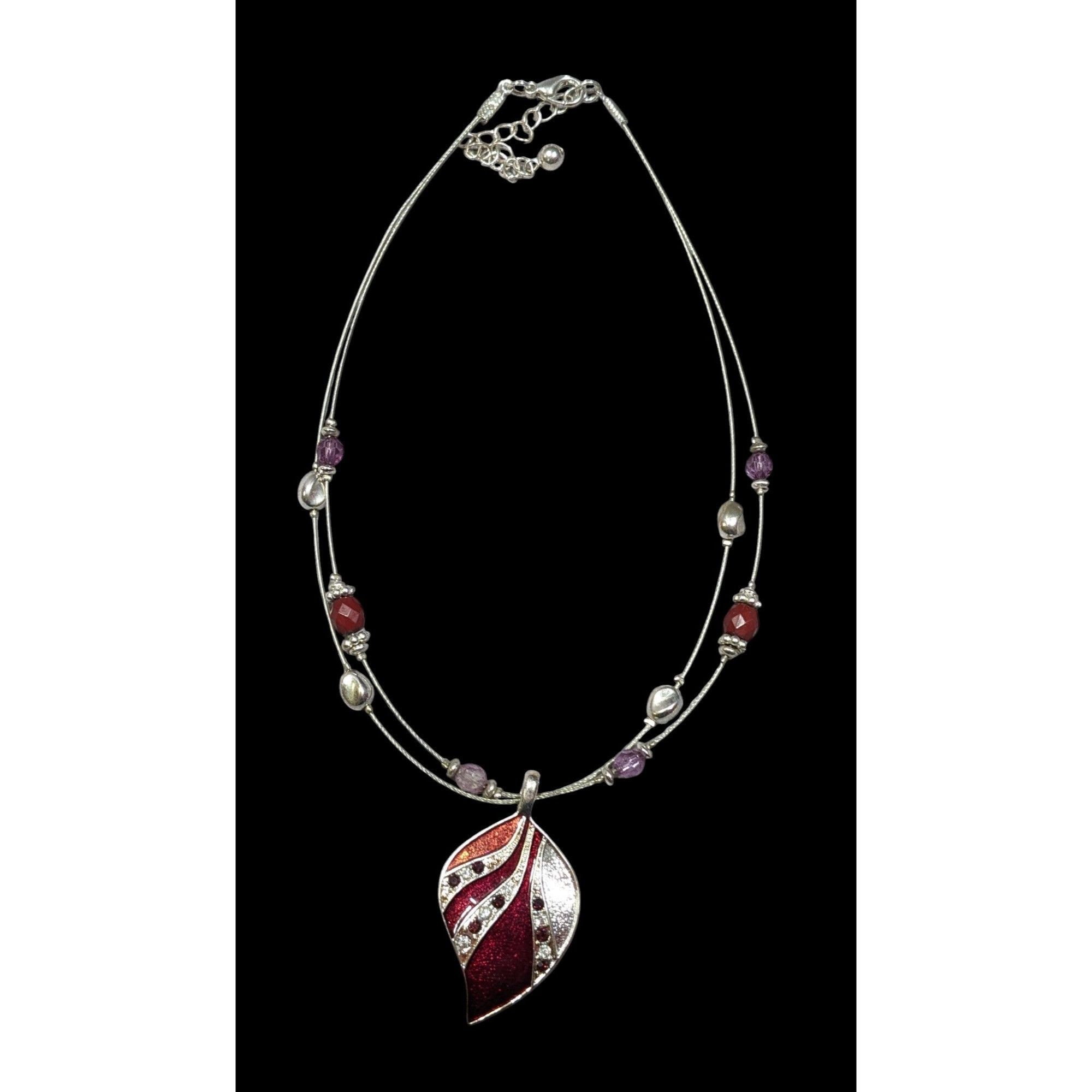 Kenneth Cole Kenneth Cole Fantasy Glam Red And Silver Tone Leaf Pendant F Size ONE SIZE - 1 Thumbnail