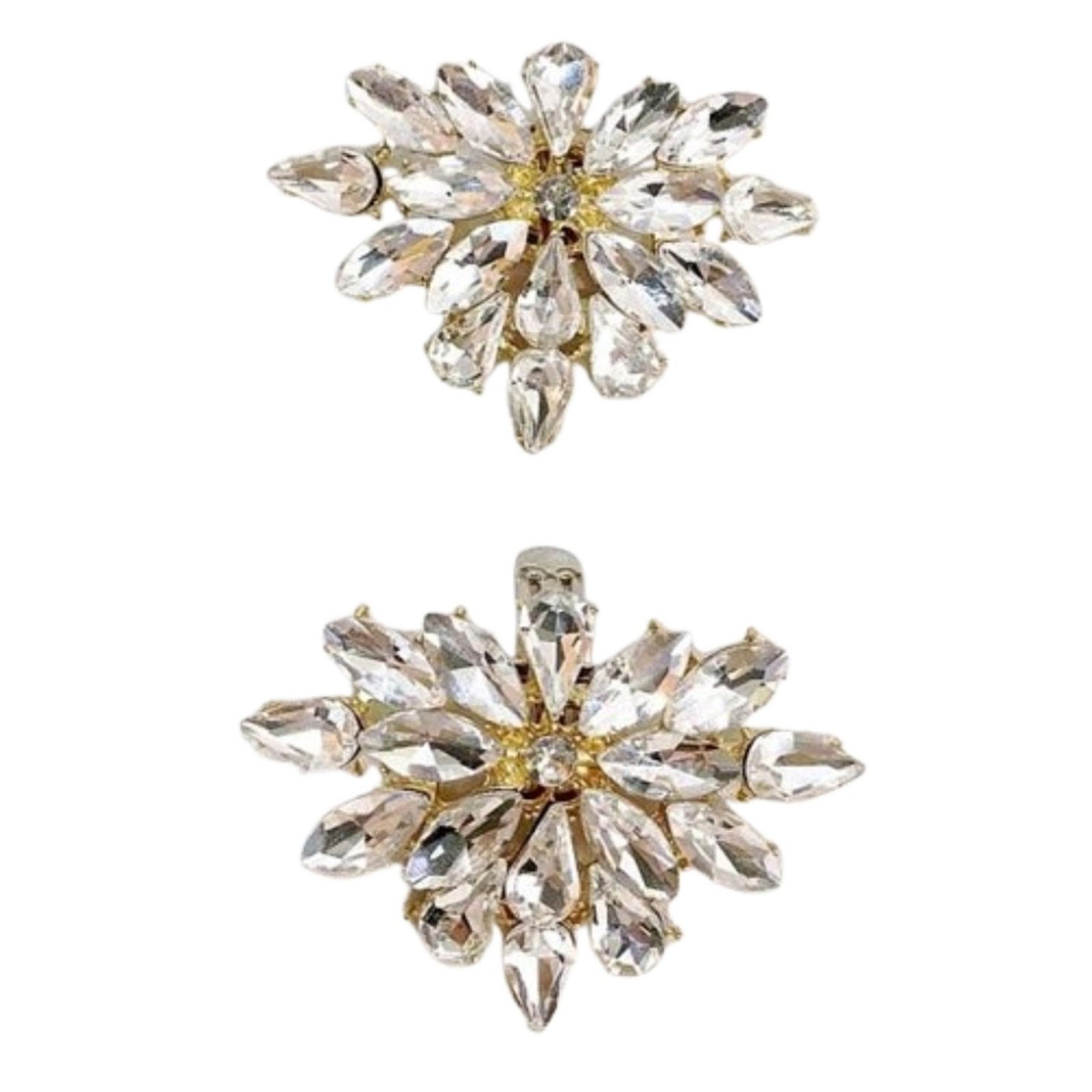Other ELEGANT ☆ CRYSTAL & GOLDTONE ☆ FLOWER SHOE CLIPS ☆ NIP Size US 4.5 / IT 34.5 - 2 Thumbnail