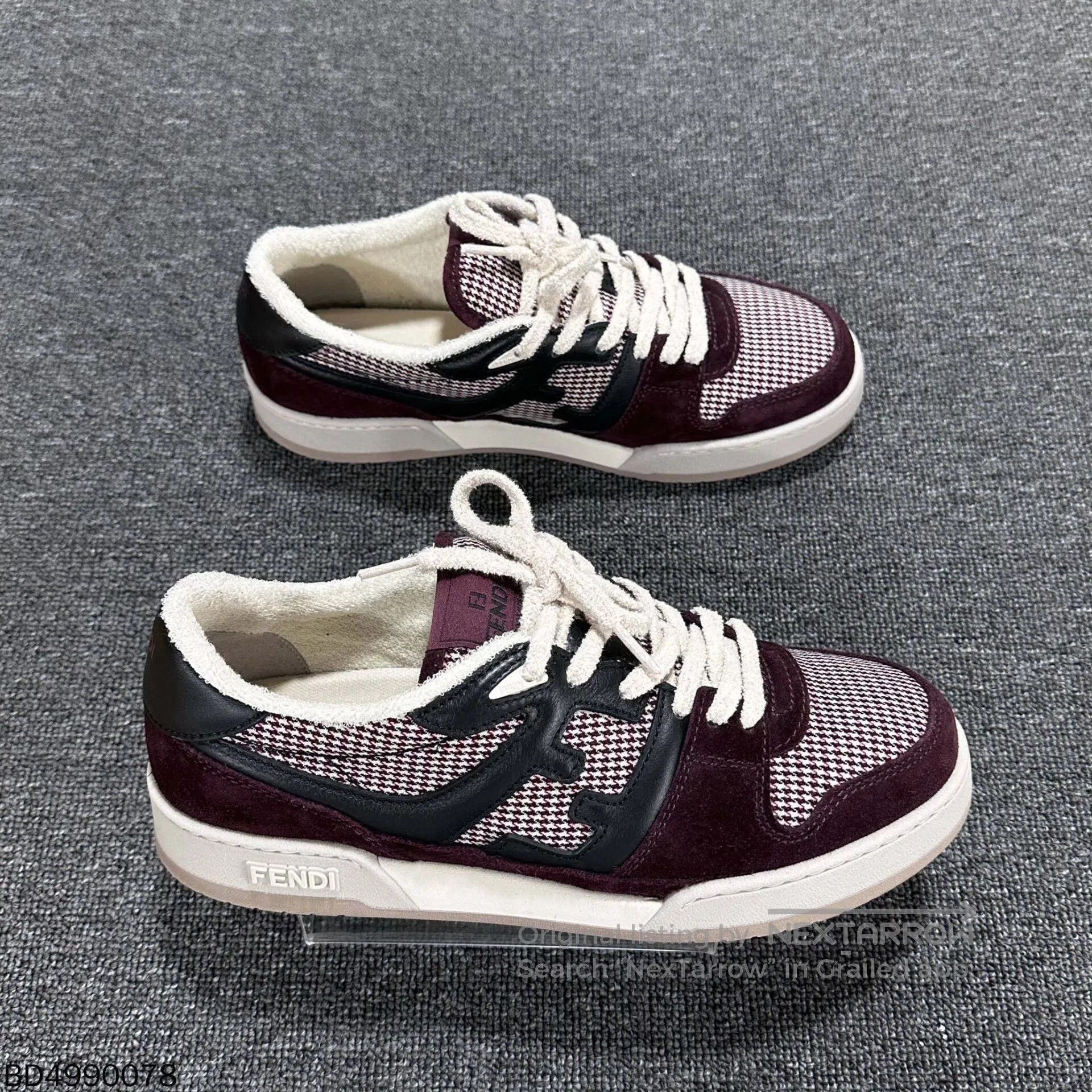 Fendi fendi houndstooth patterned sneakers in wine color. Size US 9 / EU 42 - 2 Thumbnail