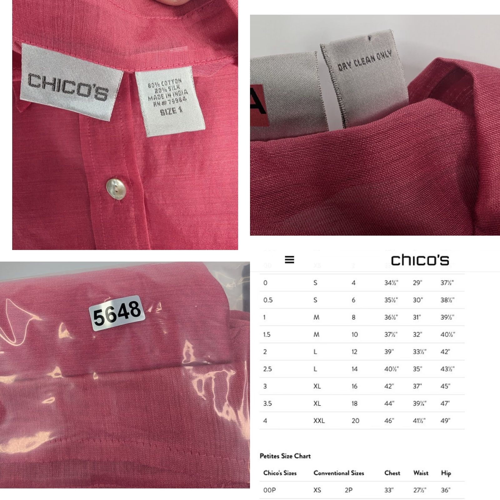 Vintage Chico’s Silk Cotton Blend Long Button Dress Shirt Blouse Pink M/8 Womens Blouse Silk Cotton Blend Button-Down Sheer Tunic Casual Party/Cocktail 90s? Size M / US 6-8 / IT 42-44 - 8 Thumbnail