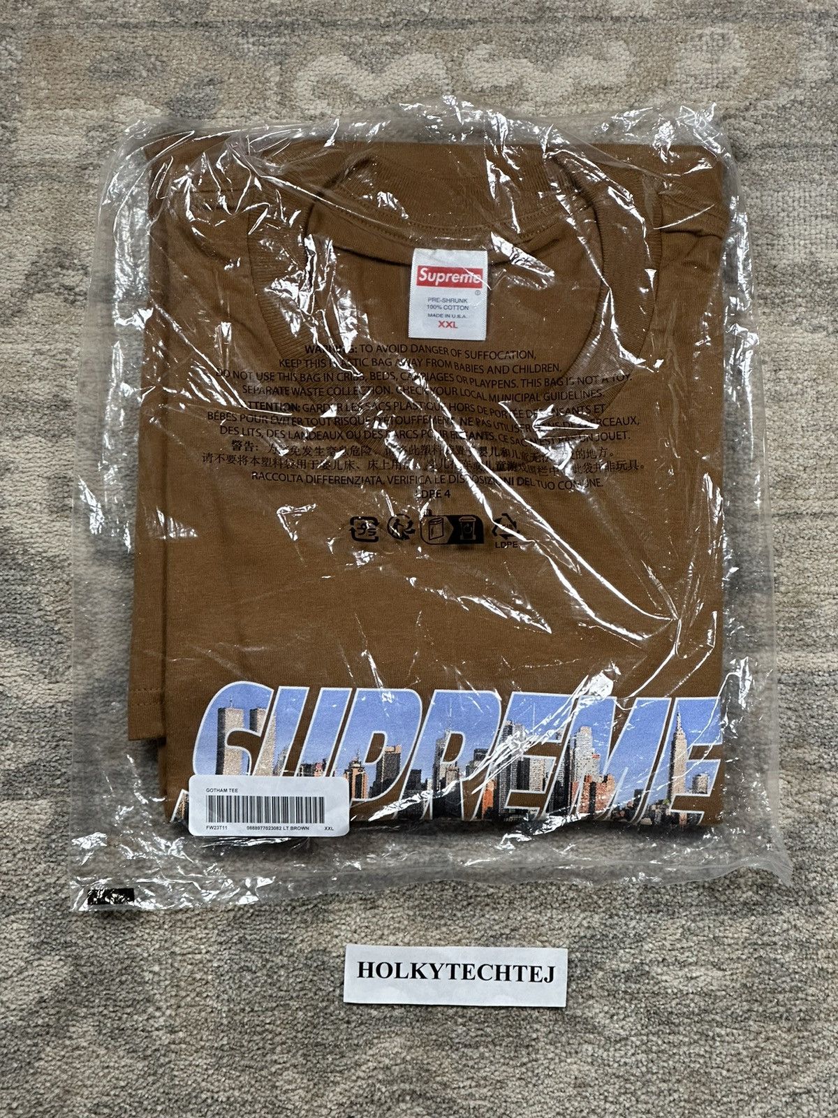 Supreme Supreme Gotham Tee - Light Brown - XXL - FW23 Size US XXL / EU 58 / 5 - 2 Thumbnail